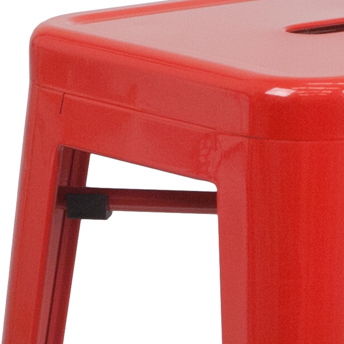 Kai Commercial Grade 30" High Backless Red Metal Indoor-Outdoor Barstool with Square Seat Red