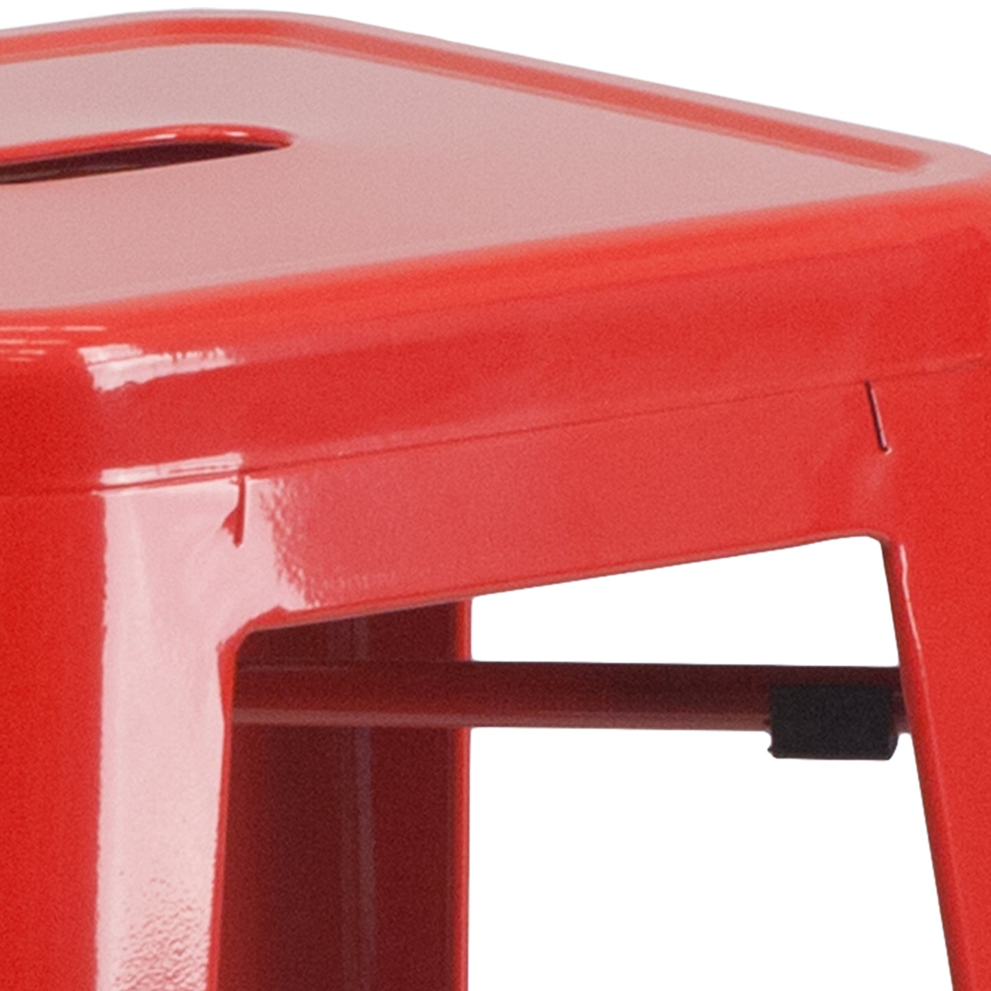 Kai Commercial Grade 30" High Backless Red Metal Indoor-Outdoor Barstool with Square Seat Red