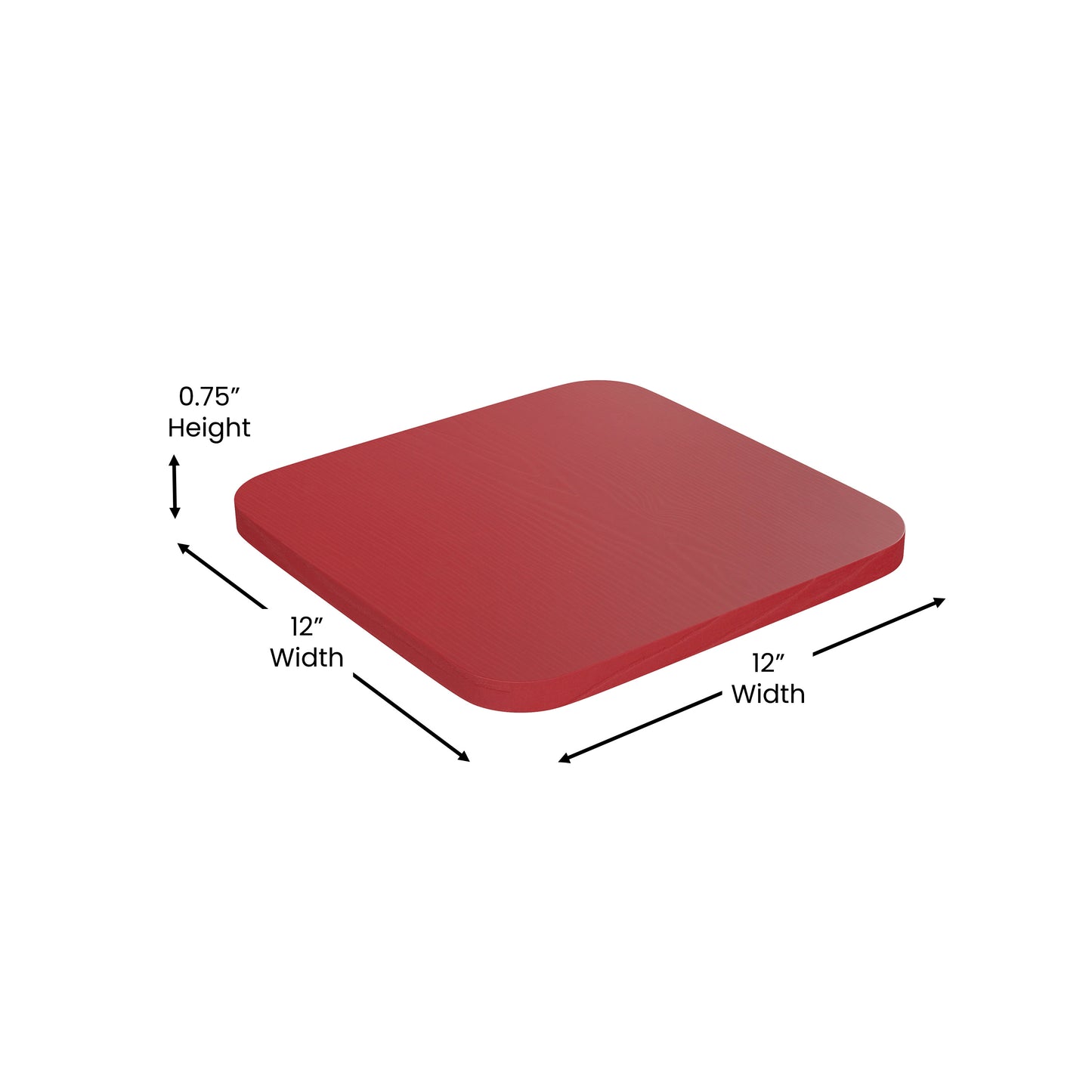 Kai Commercial Grade 30" High Backless Red Metal Indoor-Outdoor Barstool with Red Poly Resin Wood Seat Red Seat/Red Frame