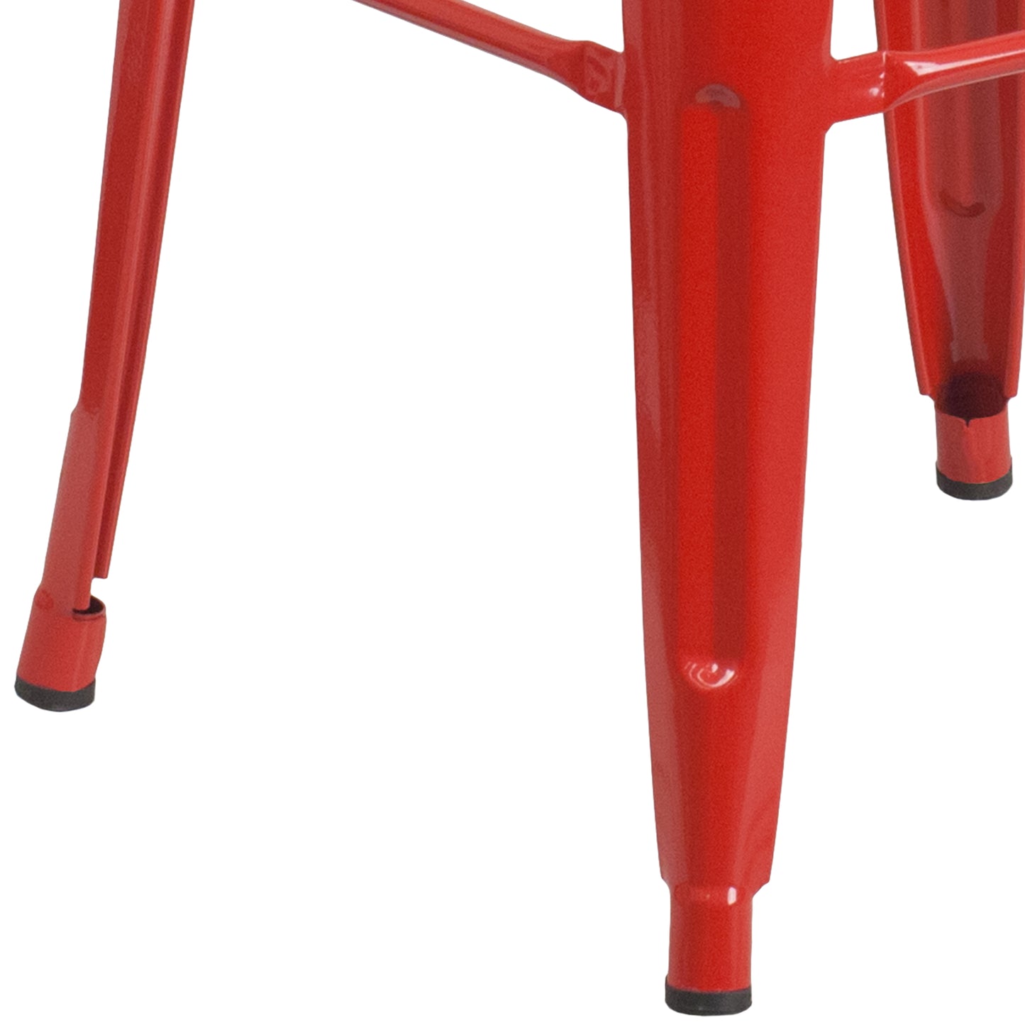 Lily 30" High Backless Red Metal Barstool with Square Wood Seat Red