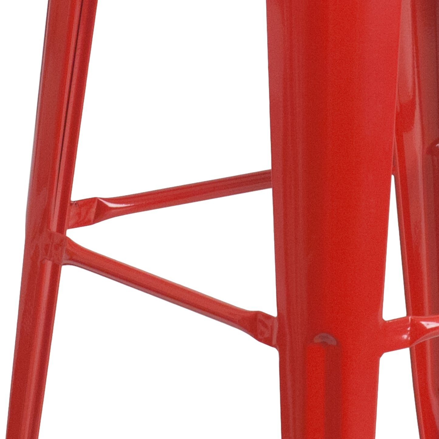 Lily 30" High Backless Red Metal Barstool with Square Wood Seat Red