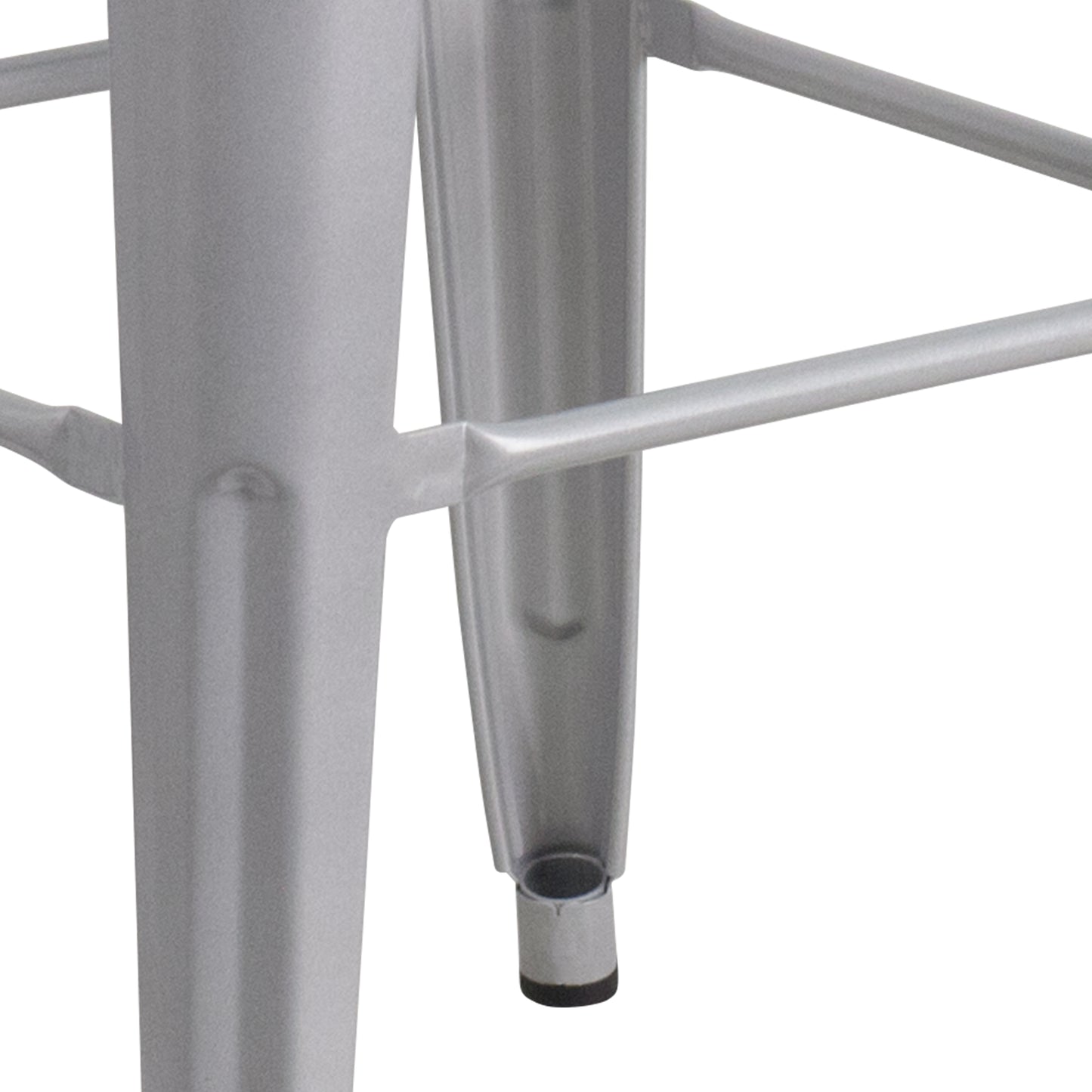 Kai Commercial Grade 30" High Backless Silver Metal Indoor-Outdoor Barstool with Square Seat Silver