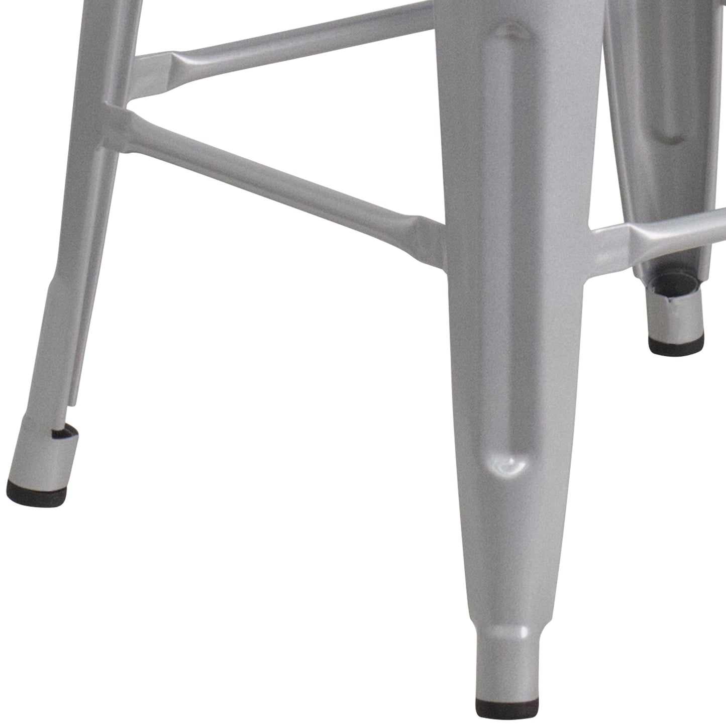 Lily 30" High Backless Silver Metal Barstool with Square Wood Seat Silver