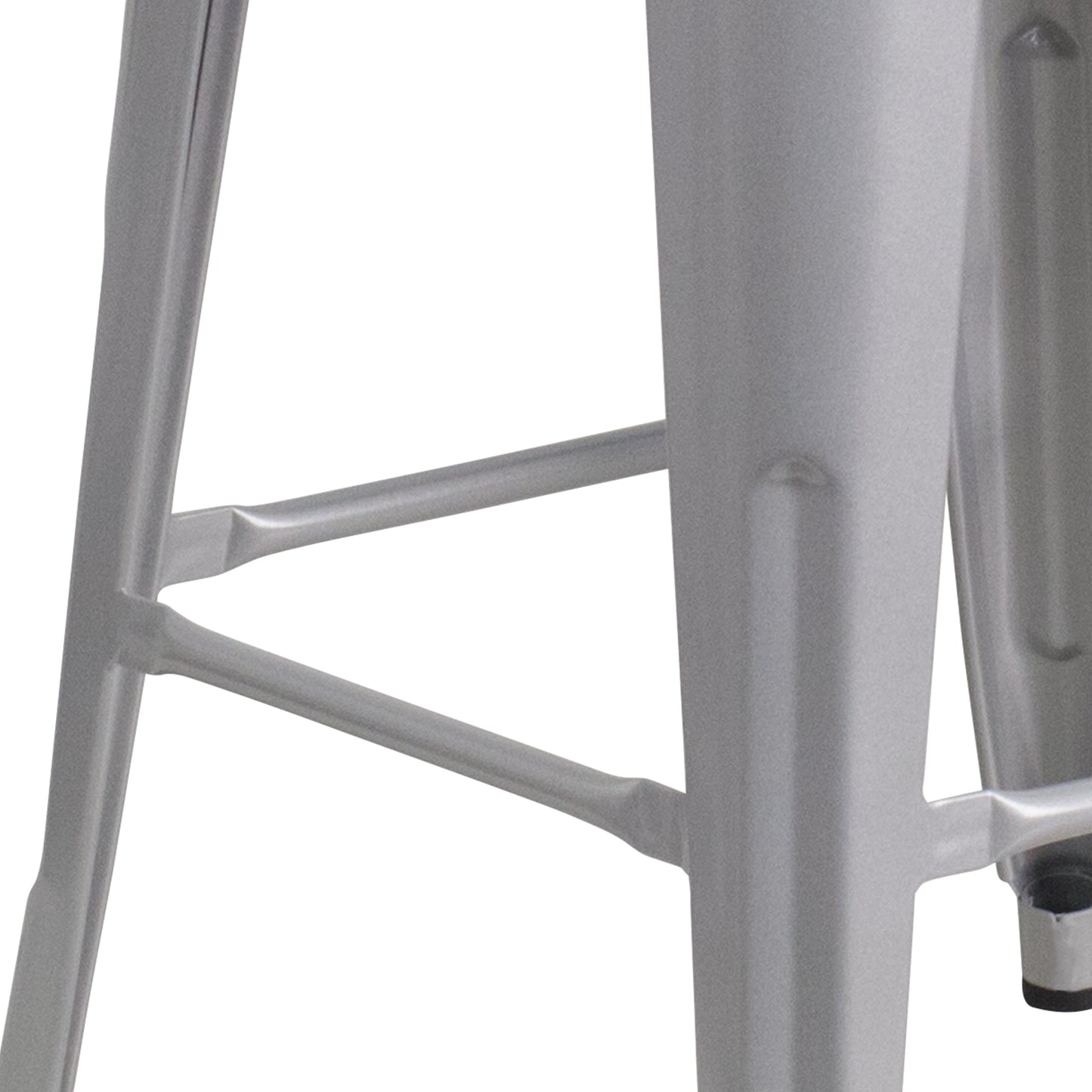 Lily 30" High Backless Silver Metal Barstool with Square Wood Seat Silver