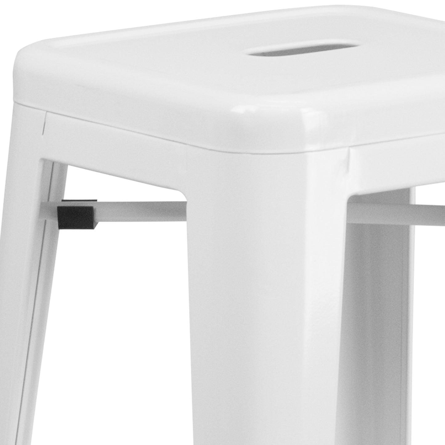 Kai Commercial Grade 30" High Backless White Metal Indoor-Outdoor Barstool with Square Seat White