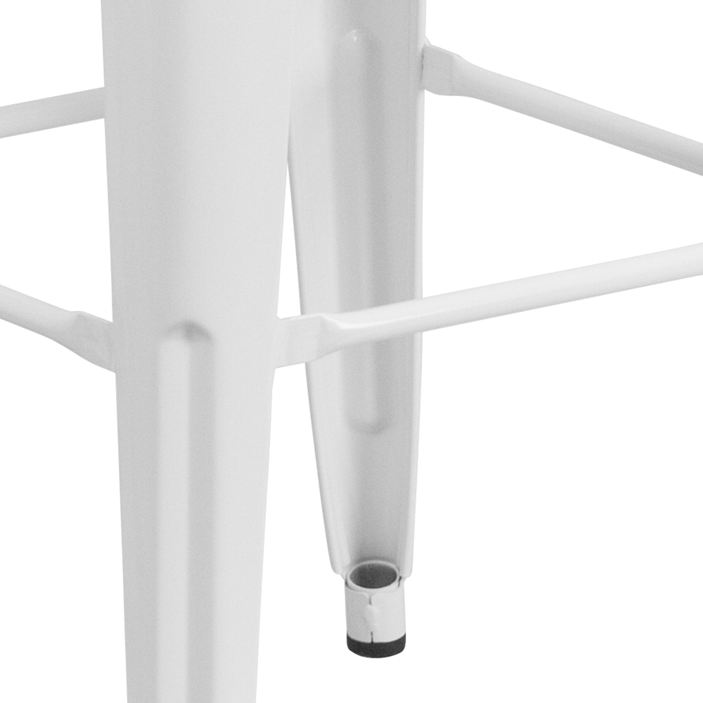 Kai Commercial Grade 30" High Backless White Metal Indoor-Outdoor Barstool with Square Seat White