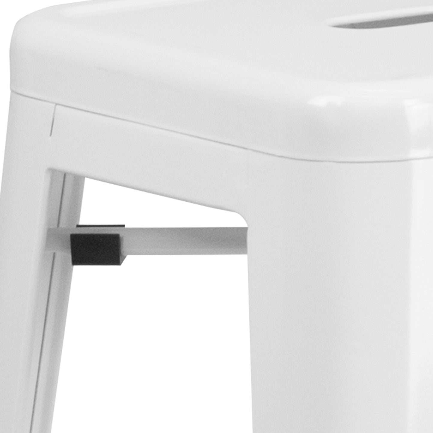 Kai Commercial Grade 30" High Backless White Metal Indoor-Outdoor Barstool with Square Seat White