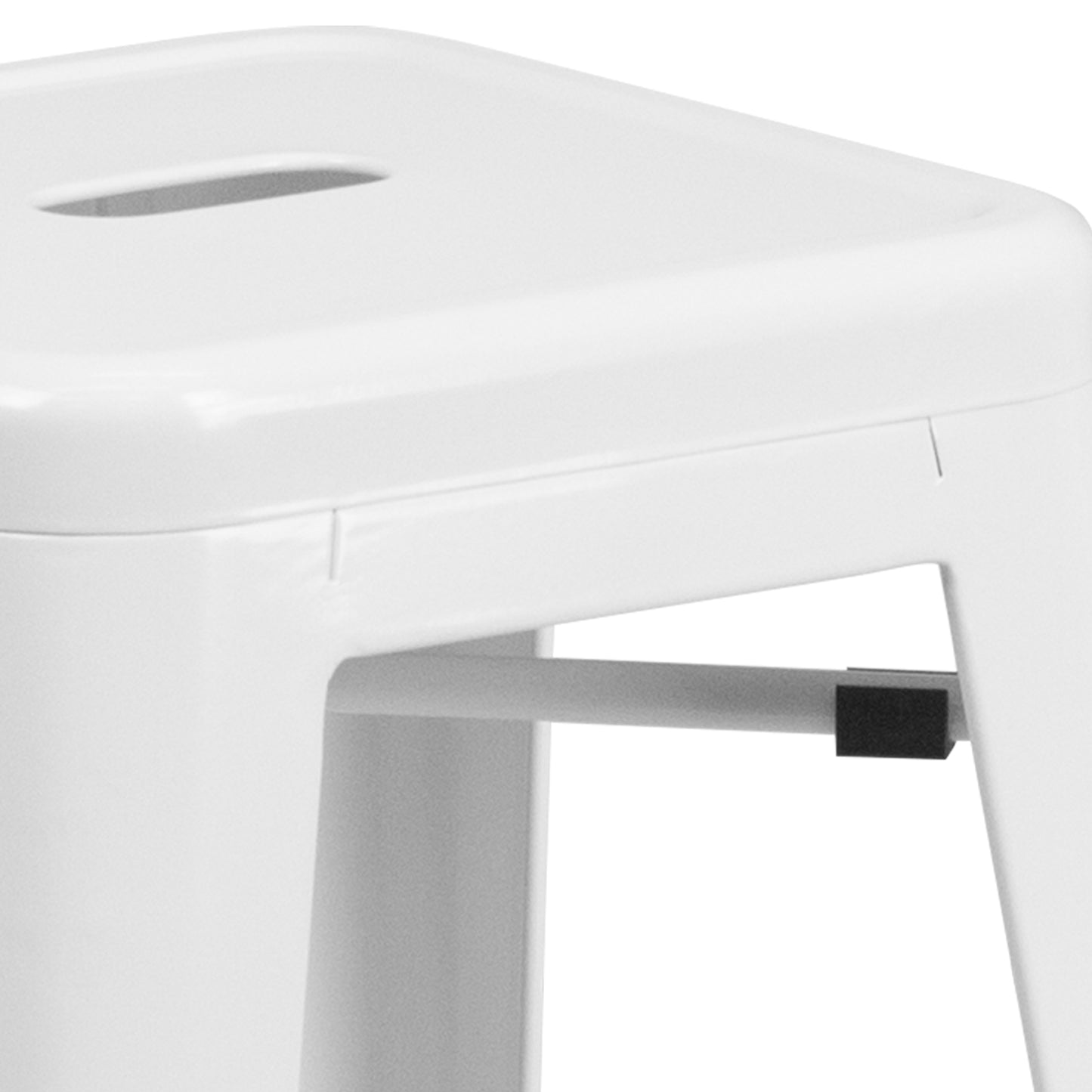 Kai Commercial Grade 30" High Backless White Metal Indoor-Outdoor Barstool with Square Seat White