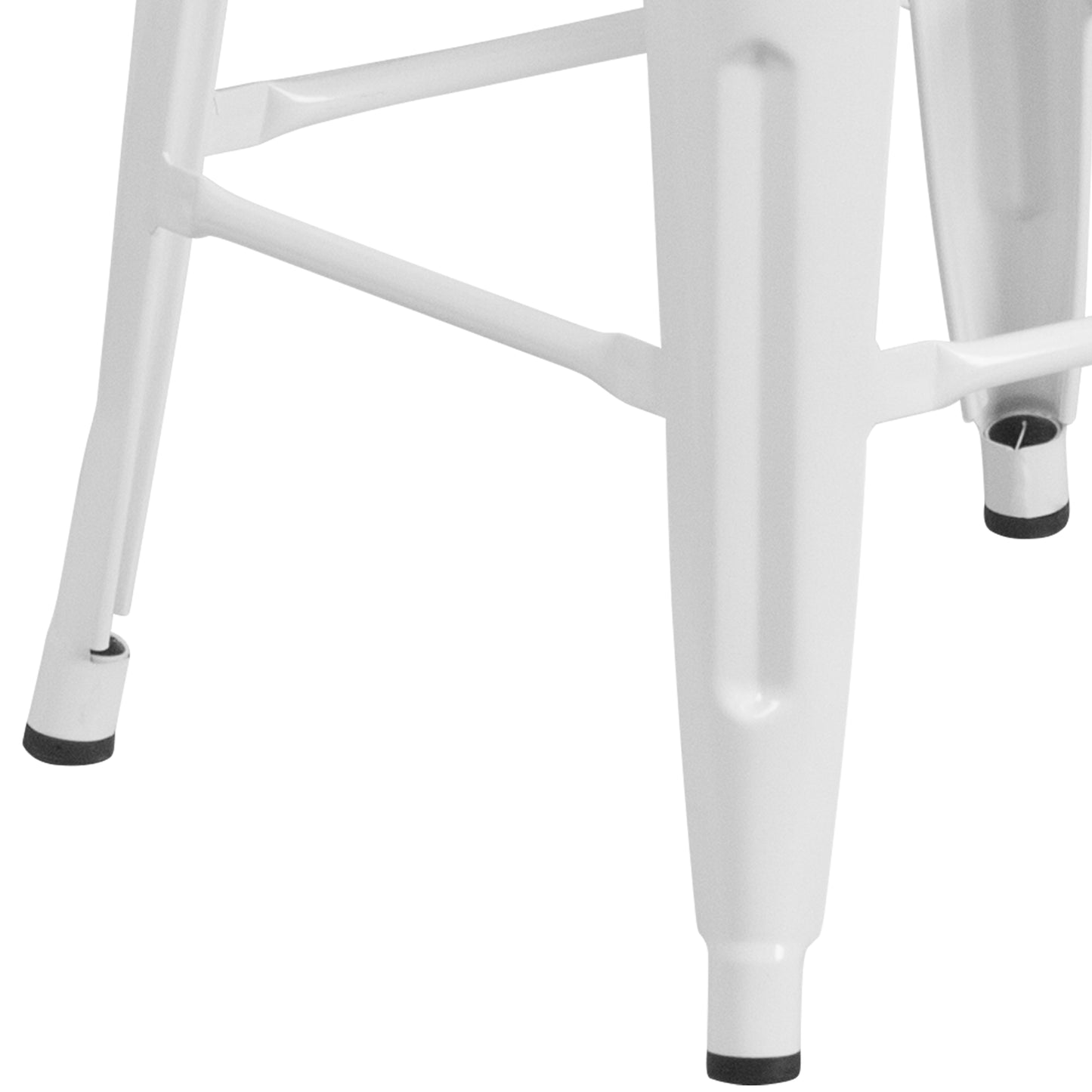 Lily 30" High Backless White Metal Barstool with Square Wood Seat White