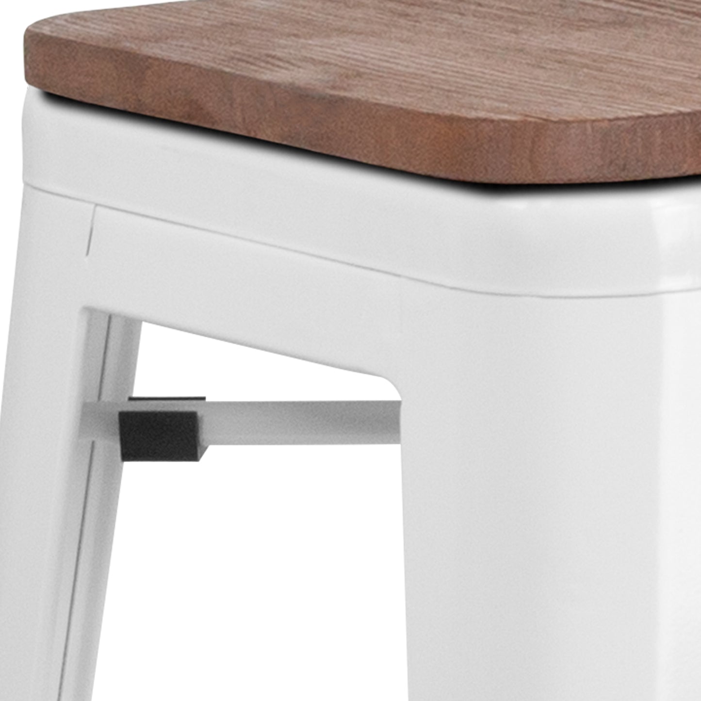 Lily 30" High Backless White Metal Barstool with Square Wood Seat White