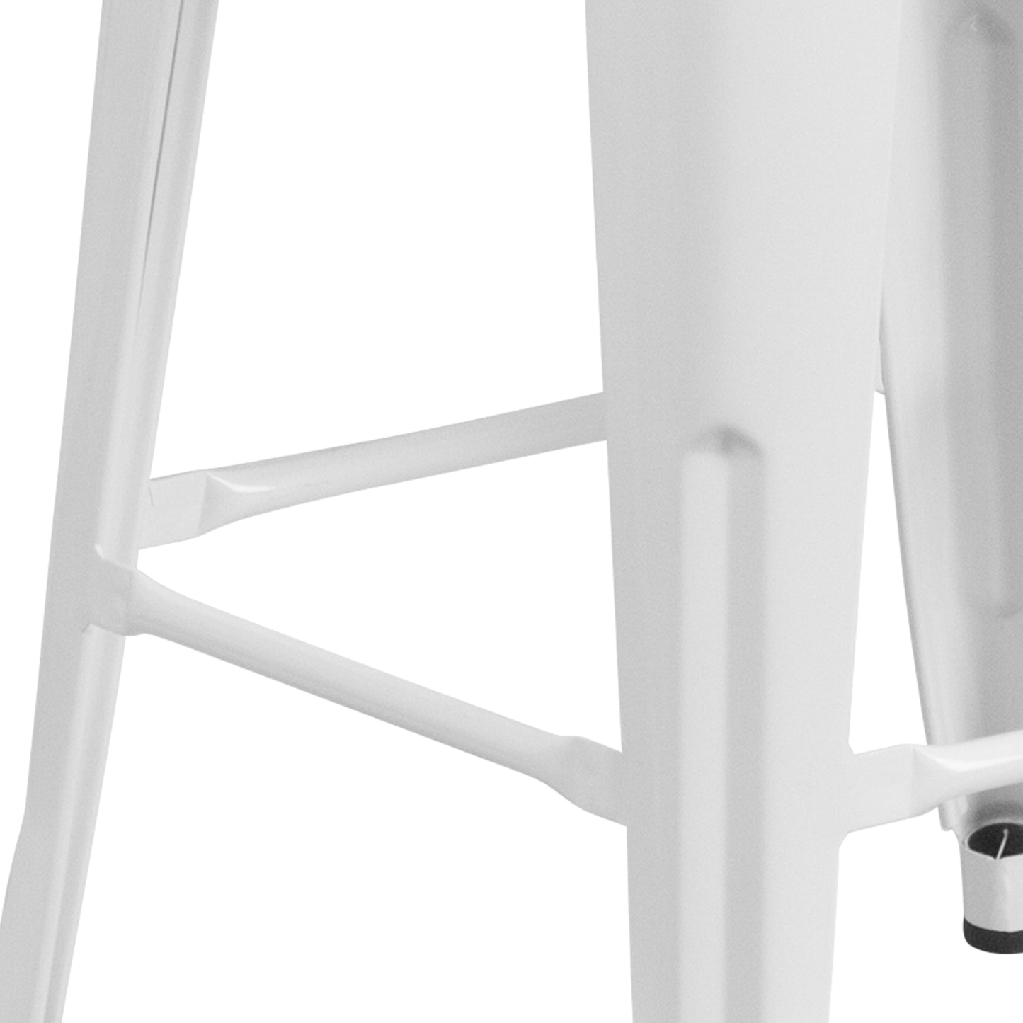 Lily 30" High Backless White Metal Barstool with Square Wood Seat White