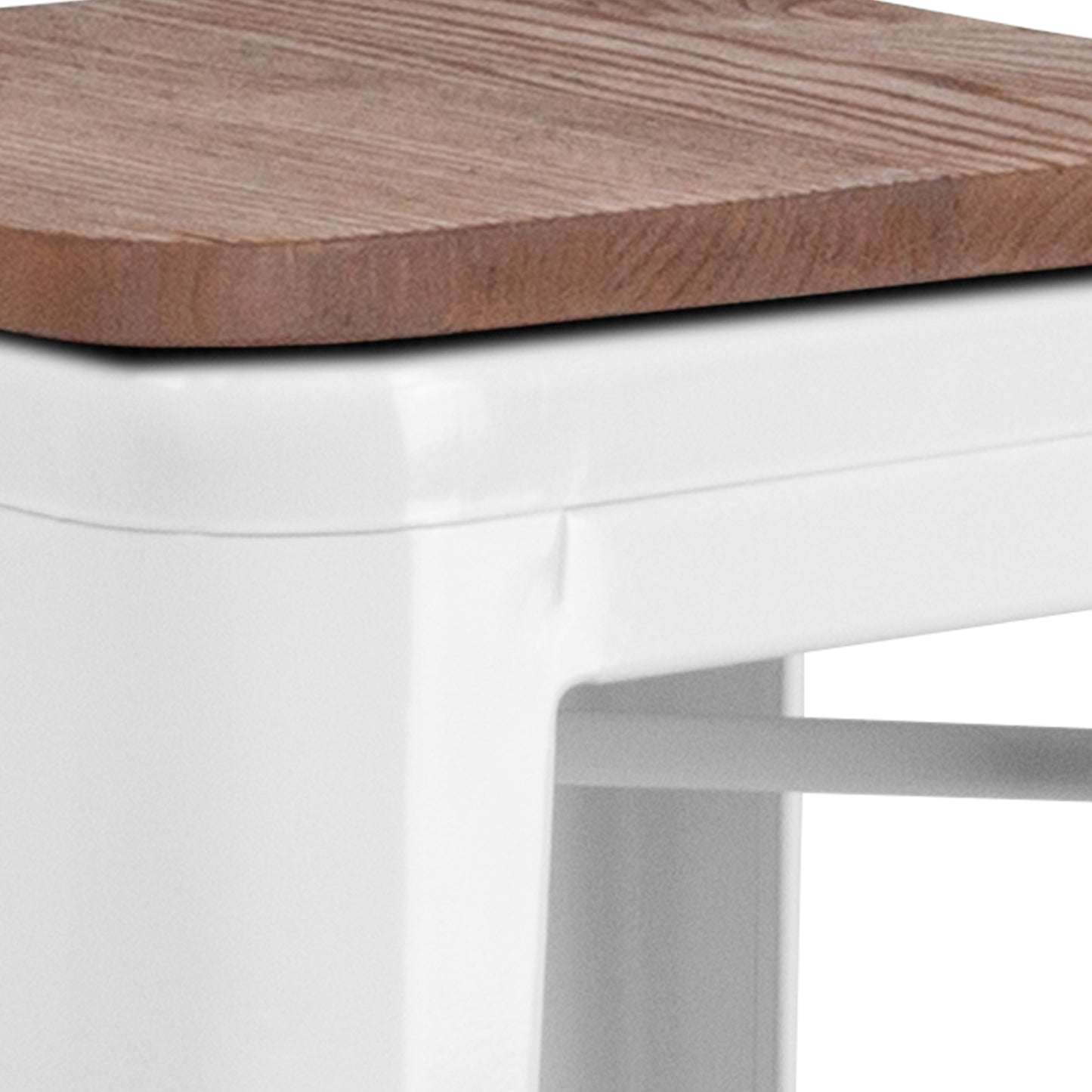 Lily 30" High Backless White Metal Barstool with Square Wood Seat White