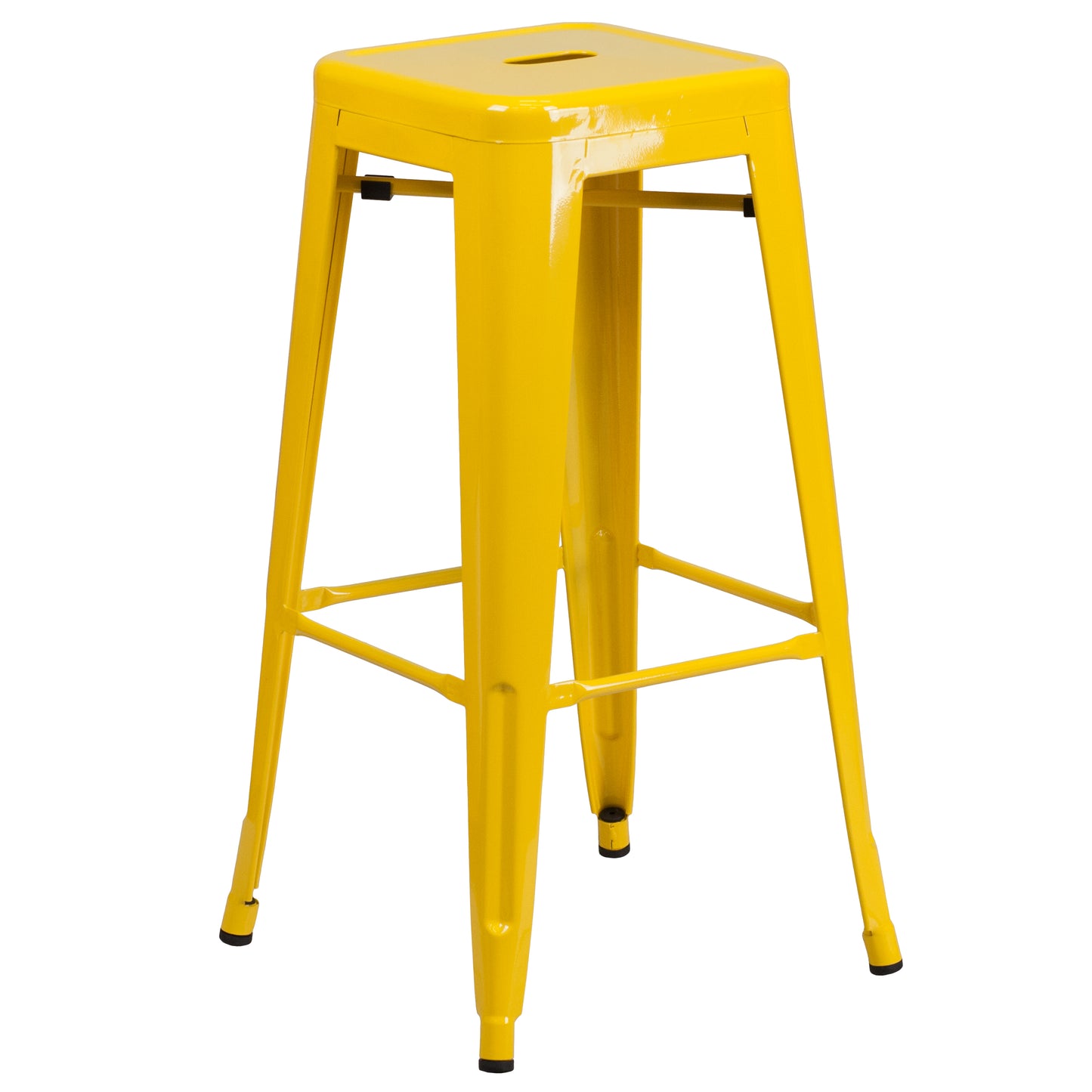 Kai Commercial Grade 30" High Backless Yellow Metal Indoor-Outdoor Barstool with Square Seat Yellow