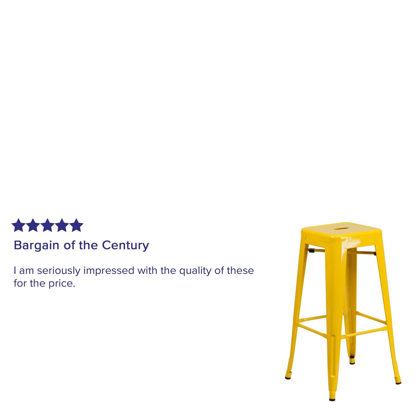 Kai Commercial Grade 30" High Backless Yellow Metal Indoor-Outdoor Barstool with Square Seat Yellow