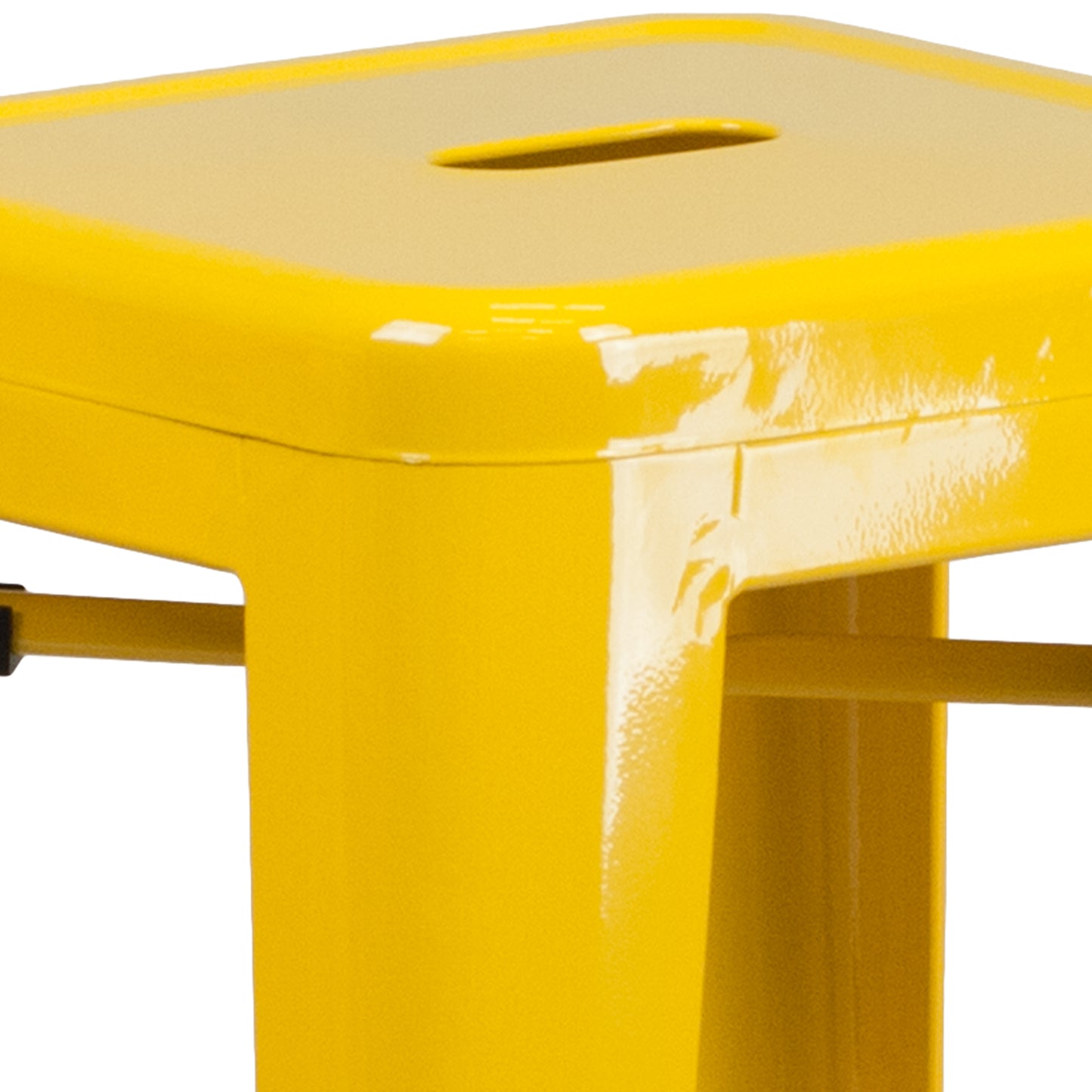 Kai Commercial Grade 30" High Backless Yellow Metal Indoor-Outdoor Barstool with Square Seat Yellow