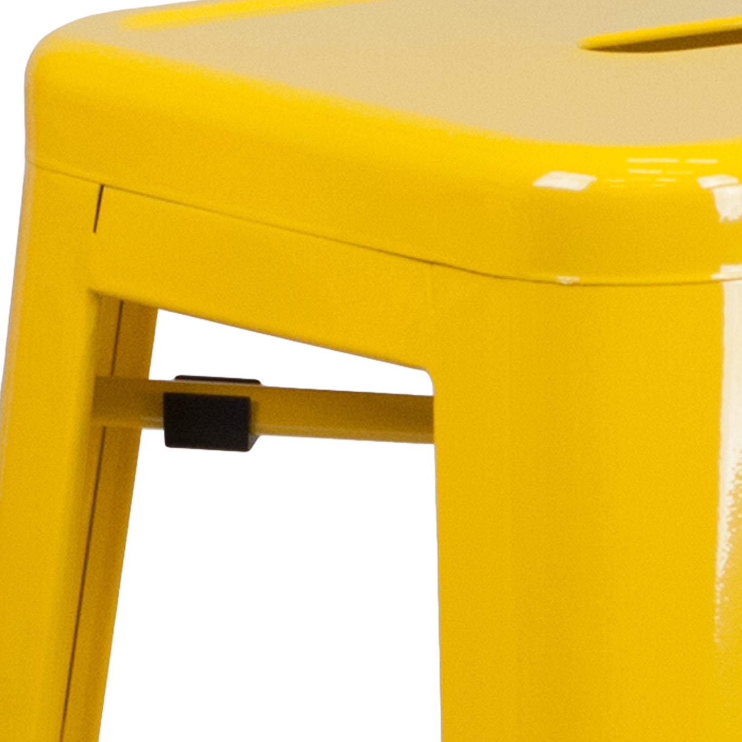 Kai Commercial Grade 30" High Backless Yellow Metal Indoor-Outdoor Barstool with Square Seat Yellow