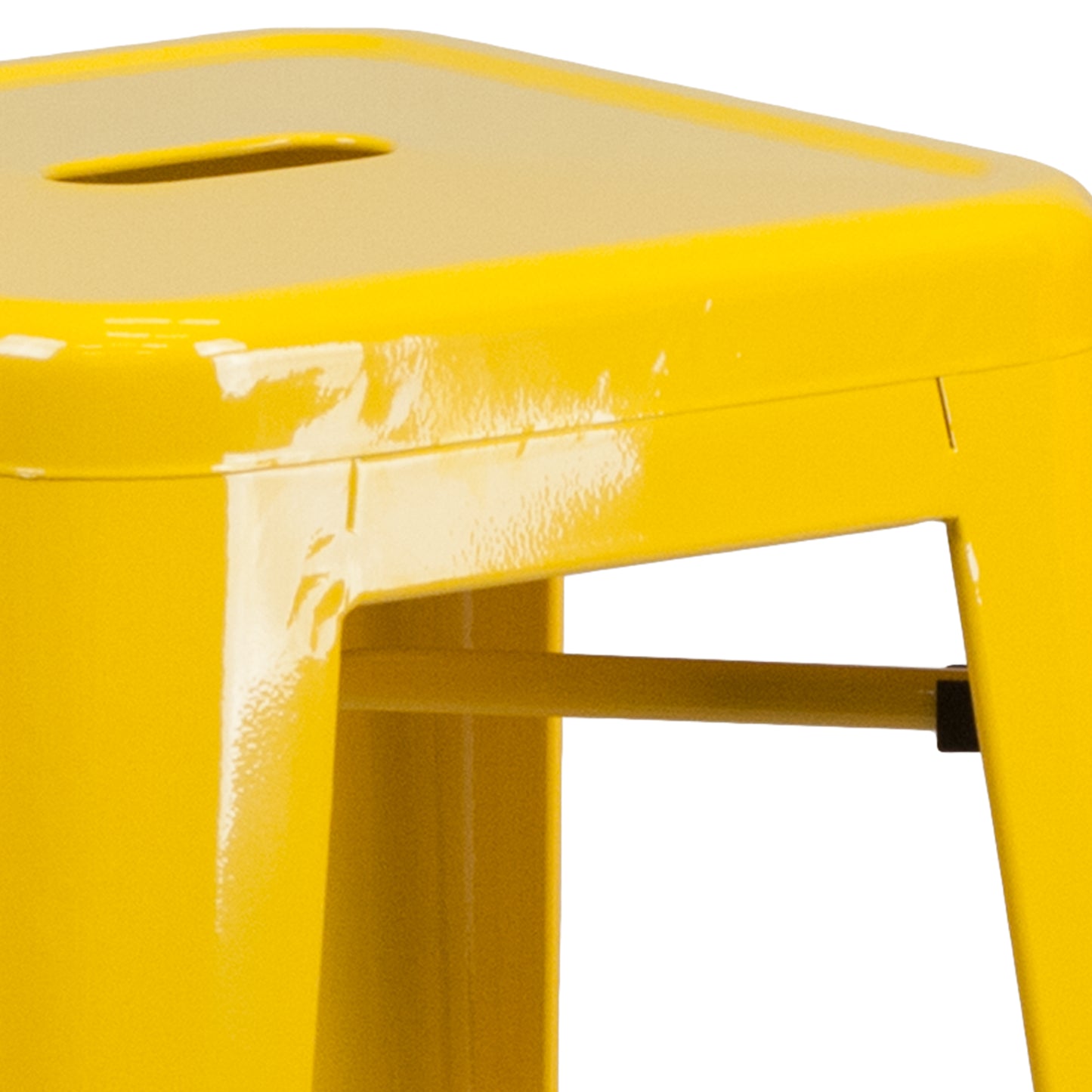 Kai Commercial Grade 30" High Backless Yellow Metal Indoor-Outdoor Barstool with Square Seat Yellow
