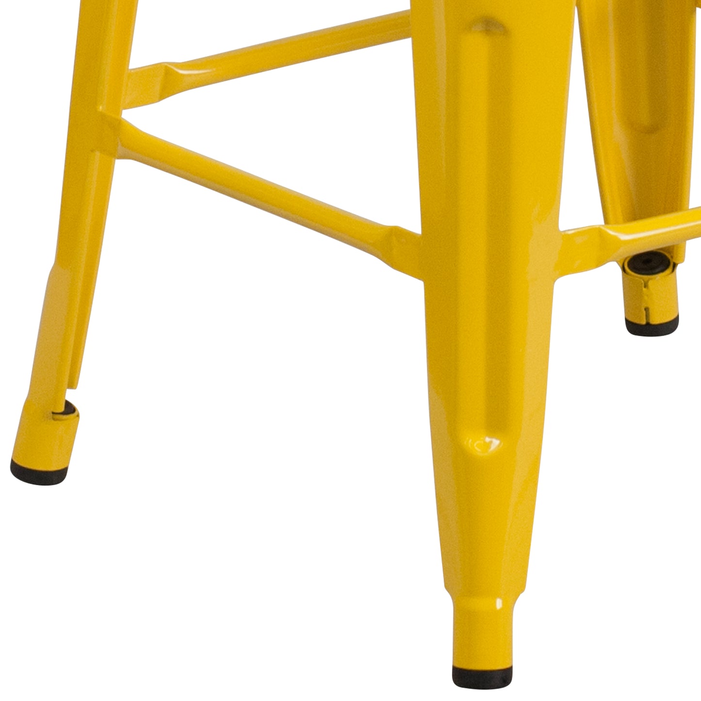 Lily 30" High Backless Yellow Metal Barstool with Square Wood Seat Yellow