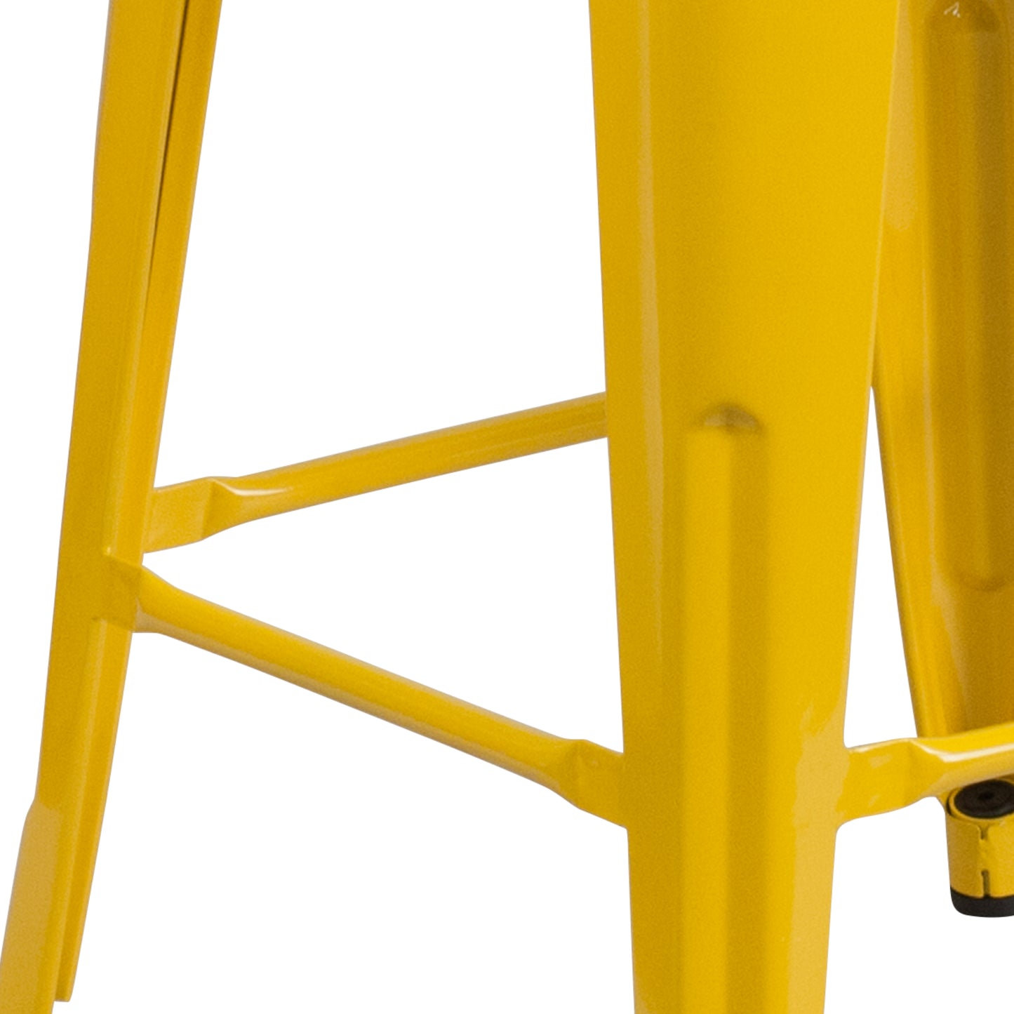 Lily 30" High Backless Yellow Metal Barstool with Square Wood Seat Yellow