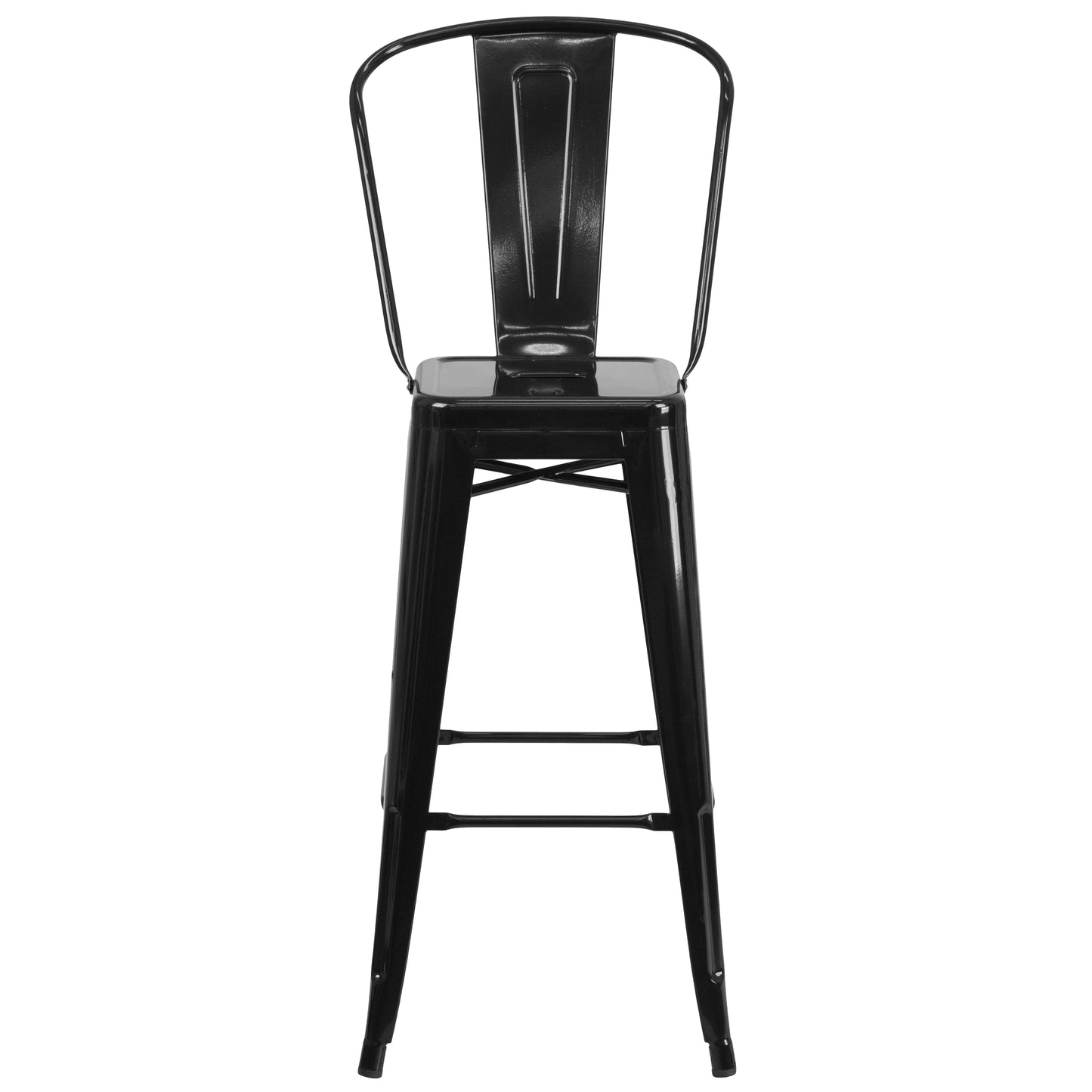 Kai Commercial Grade 30" High Black Metal Indoor-Outdoor Barstool with Removable Back Black