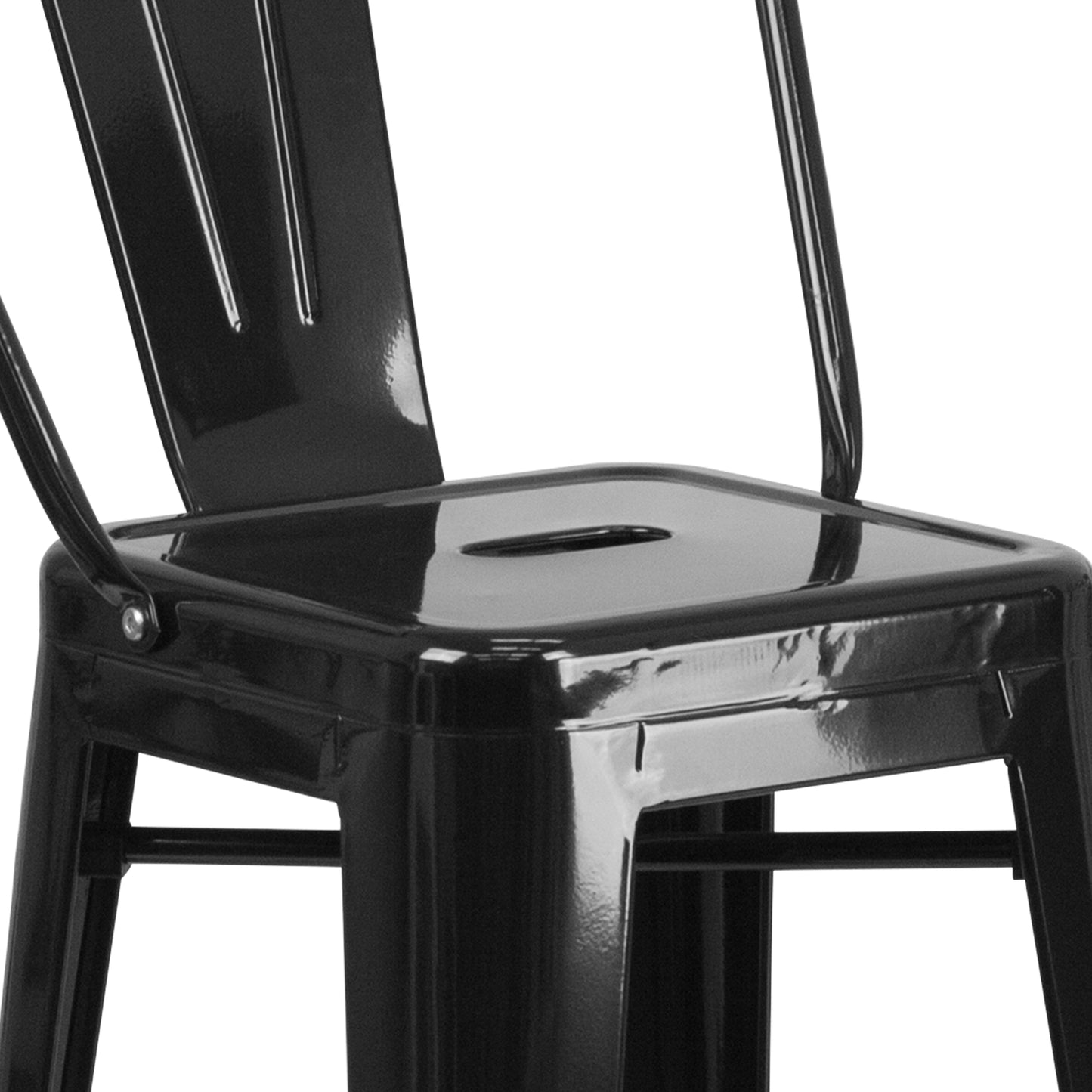 Kai Commercial Grade 30" High Black Metal Indoor-Outdoor Barstool with Removable Back Black
