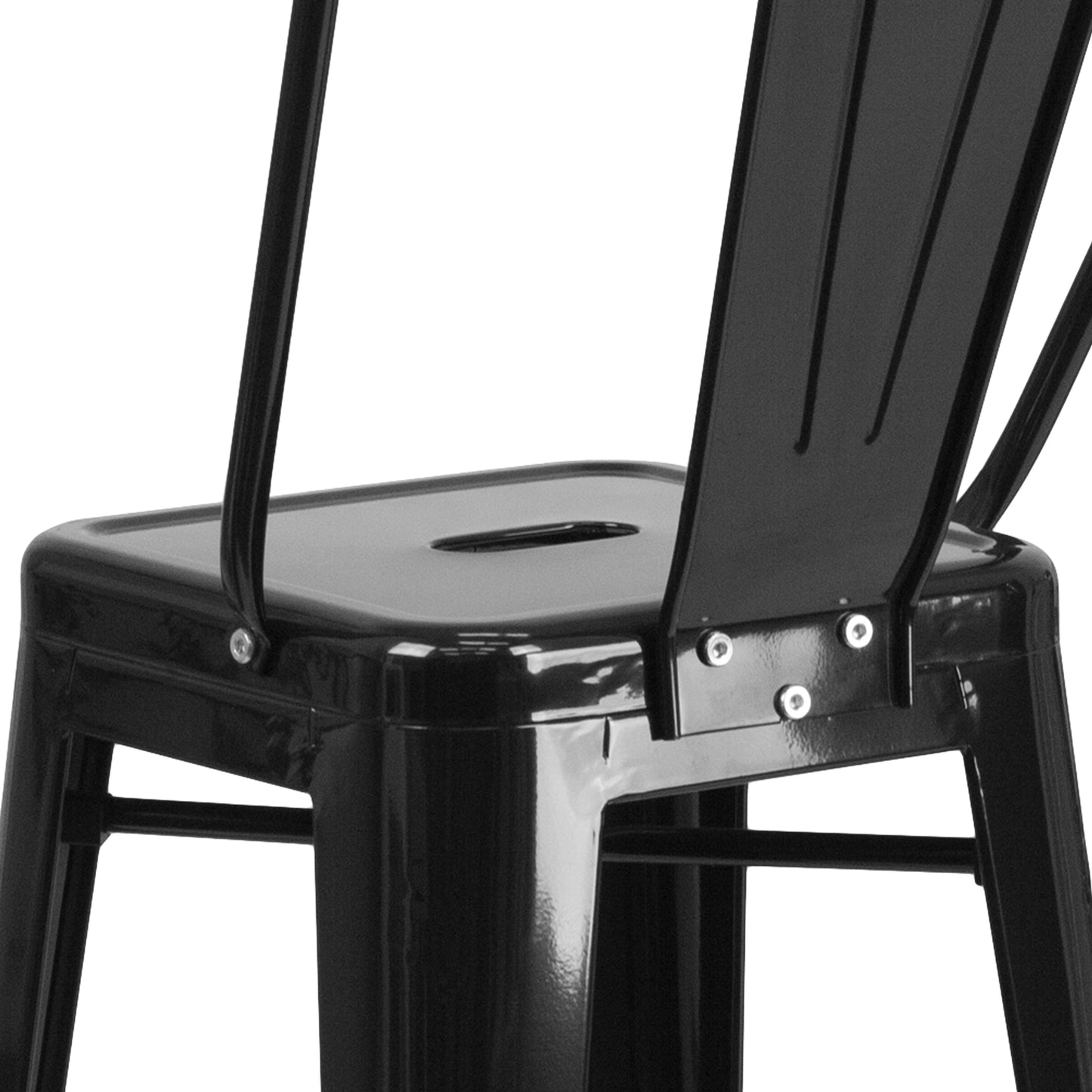 Kai Commercial Grade 30" High Black Metal Indoor-Outdoor Barstool with Removable Back Black