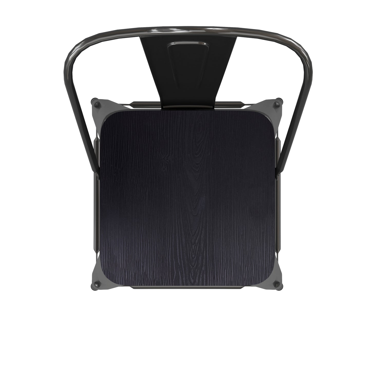 Kai Commercial Grade 30" High Black Metal Indoor-Outdoor Bar Height Stool with Removable Back and Black All-Weather Poly Resin Seat Black Seat/Black Frame