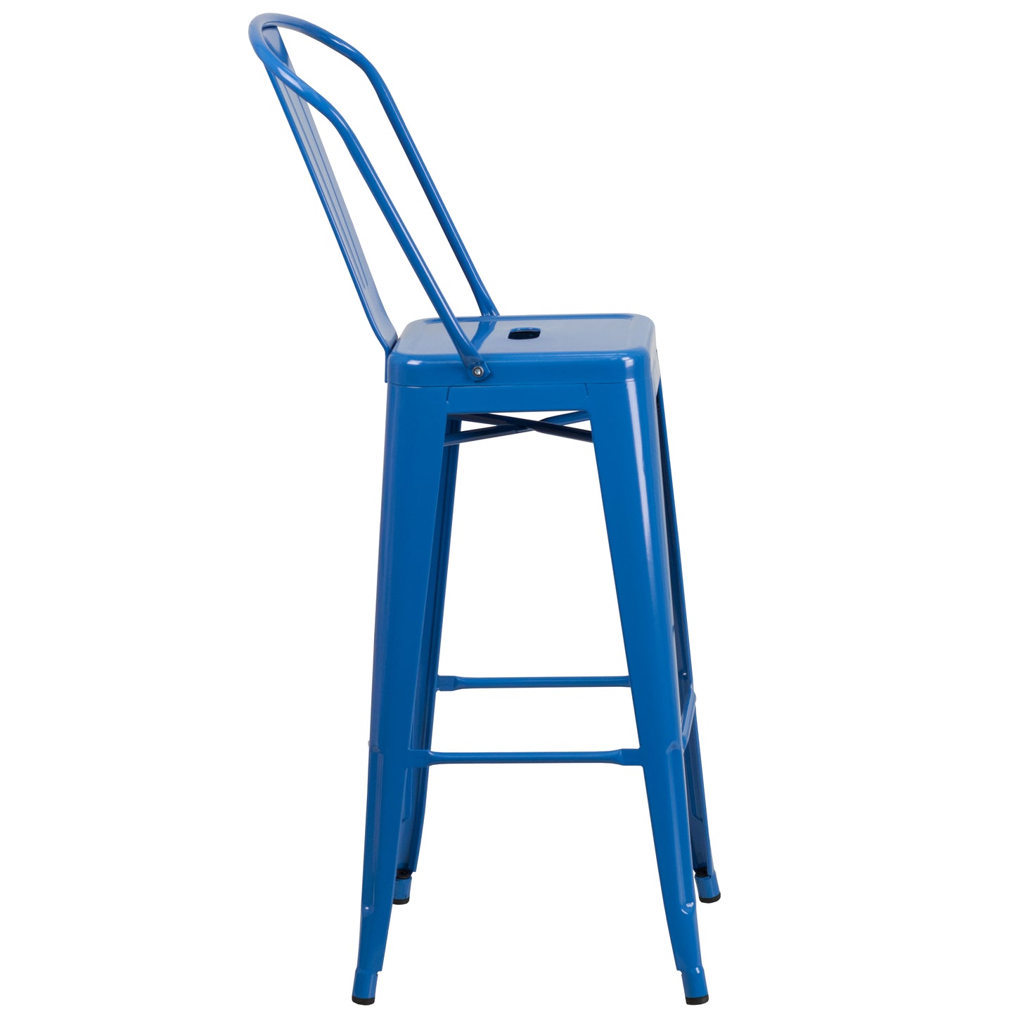 Kai Commercial Grade 30" High Blue Metal Indoor-Outdoor Barstool with Removable Back Blue CH-31320-30GB-BL-GG