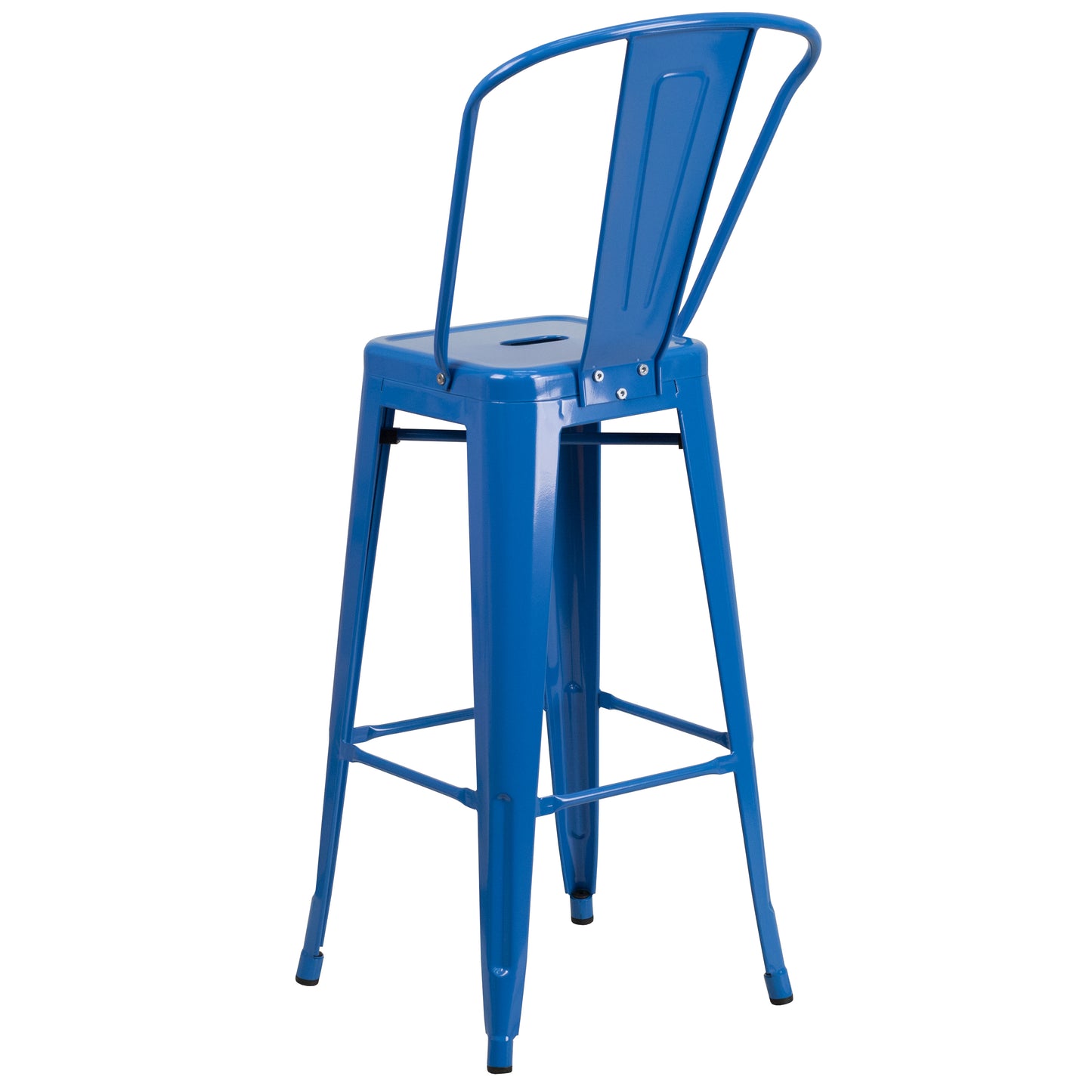 Kai Commercial Grade 30" High Blue Metal Indoor-Outdoor Barstool with Removable Back Blue CH-31320-30GB-BL-GG