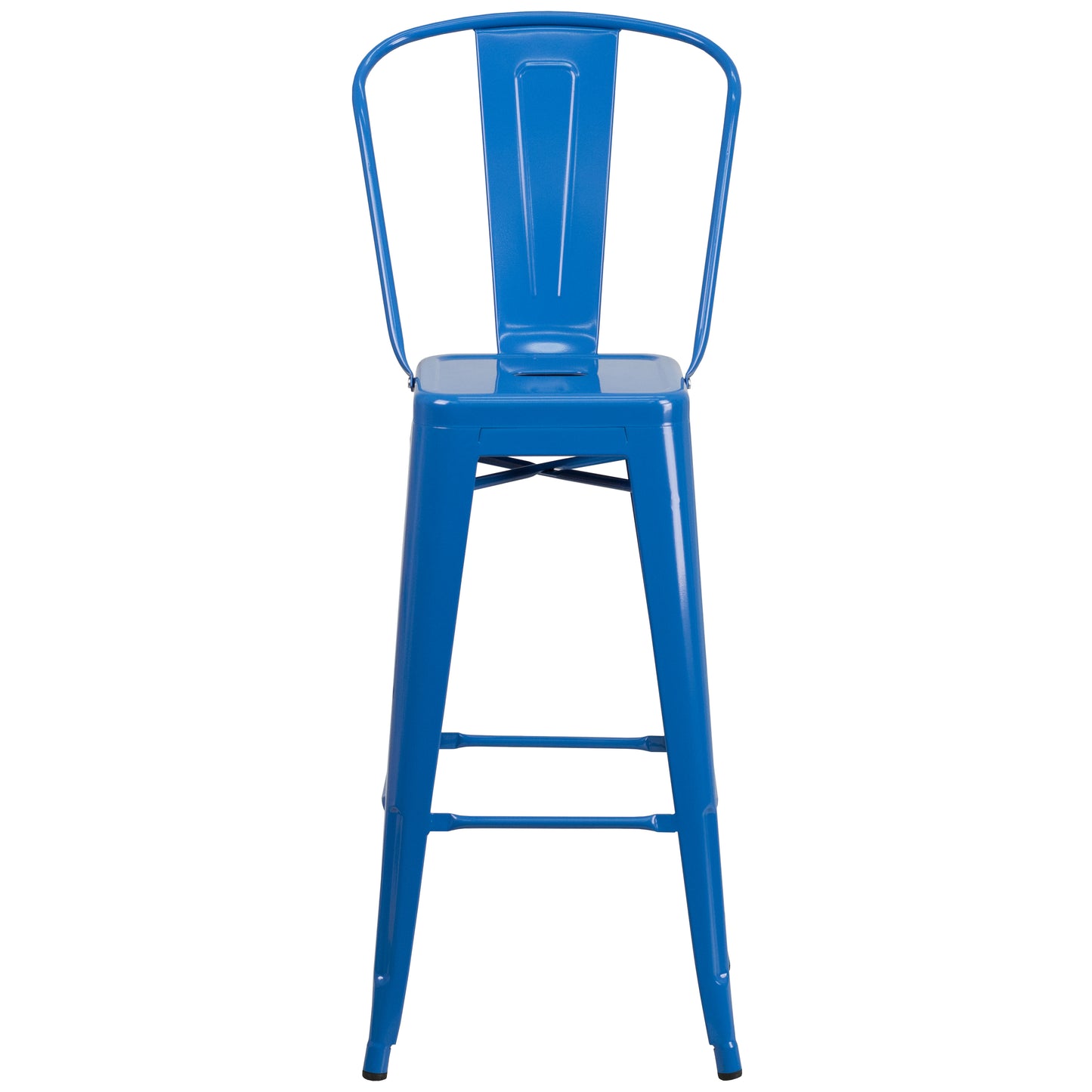 Kai Commercial Grade 30" High Blue Metal Indoor-Outdoor Barstool with Removable Back Blue CH-31320-30GB-BL-GG