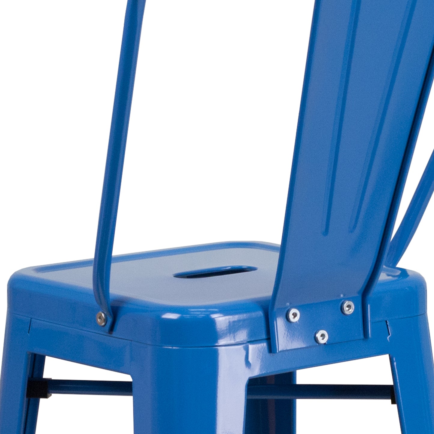 Kai Commercial Grade 30" High Blue Metal Indoor-Outdoor Barstool with Removable Back Blue CH-31320-30GB-BL-GG
