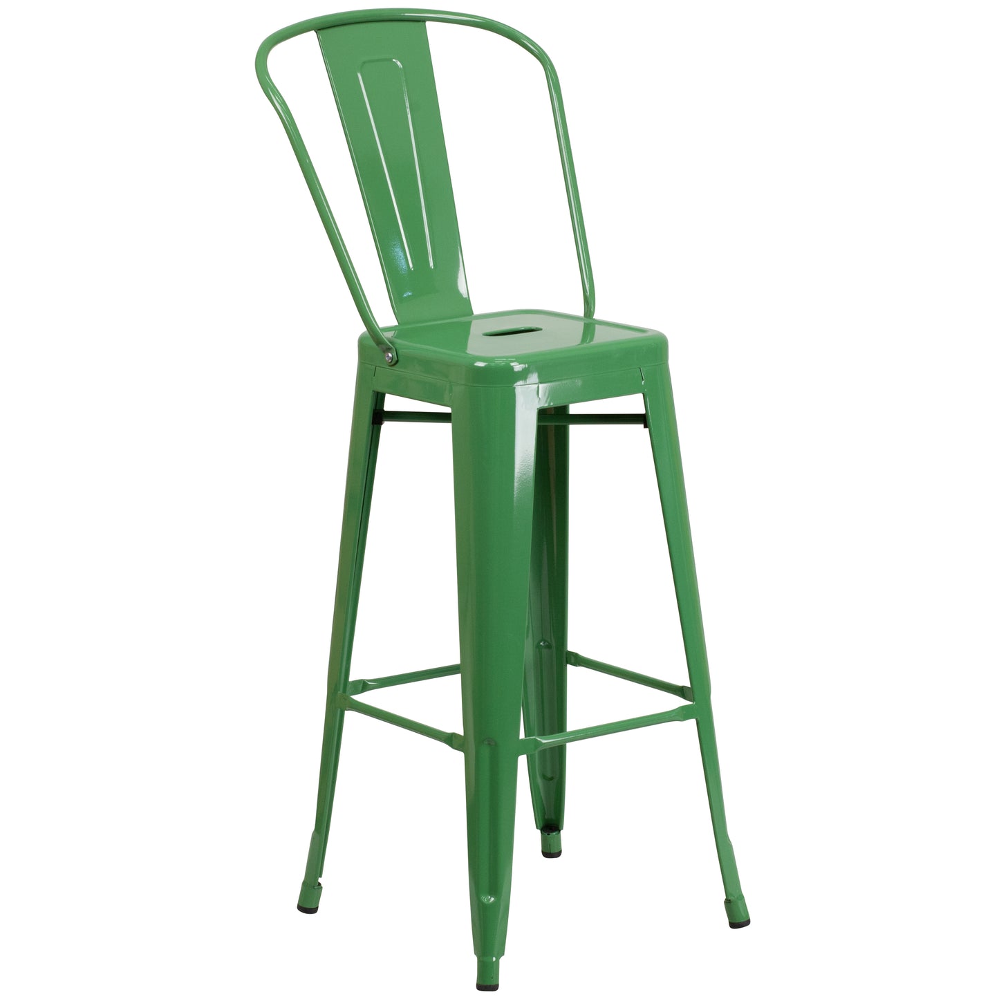 Kai Commercial Grade 30" High Green Metal Indoor-Outdoor Barstool with Removable Back Green