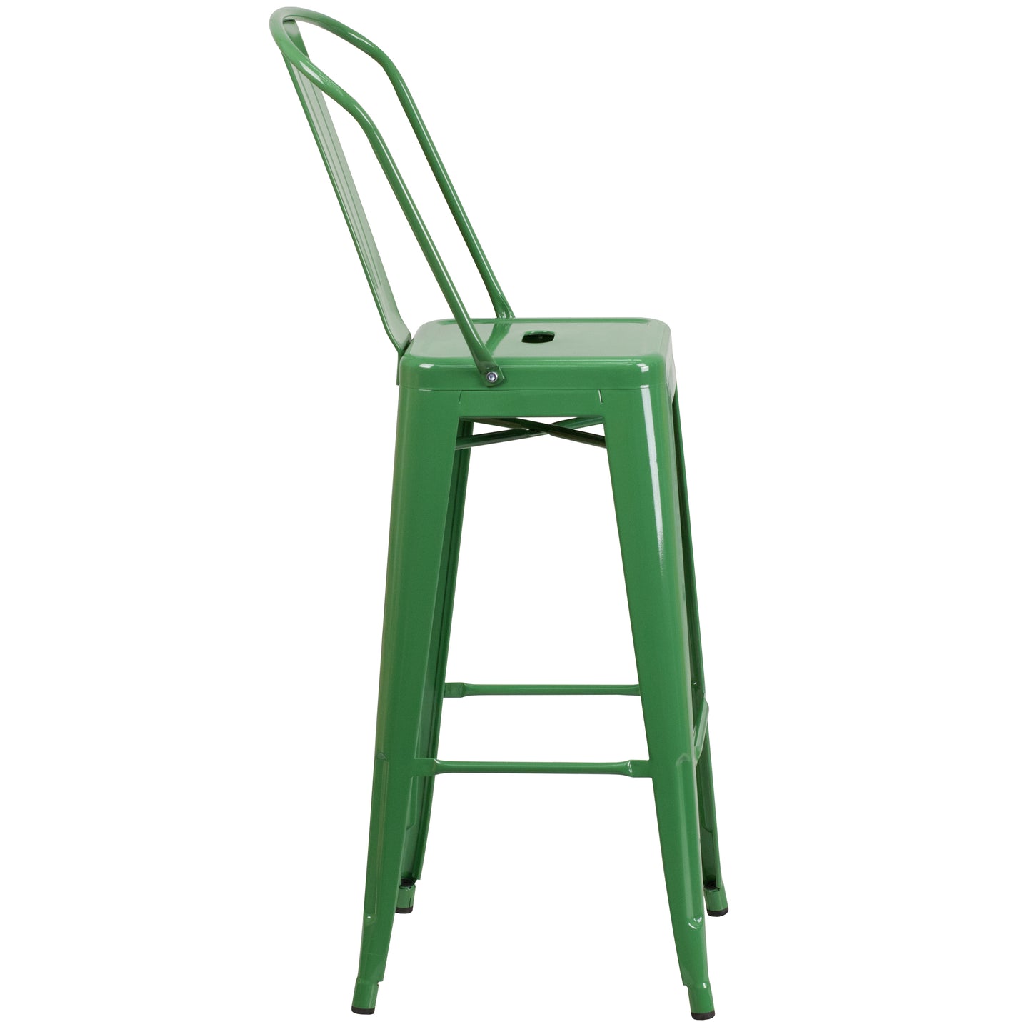Kai Commercial Grade 30" High Green Metal Indoor-Outdoor Barstool with Removable Back Green