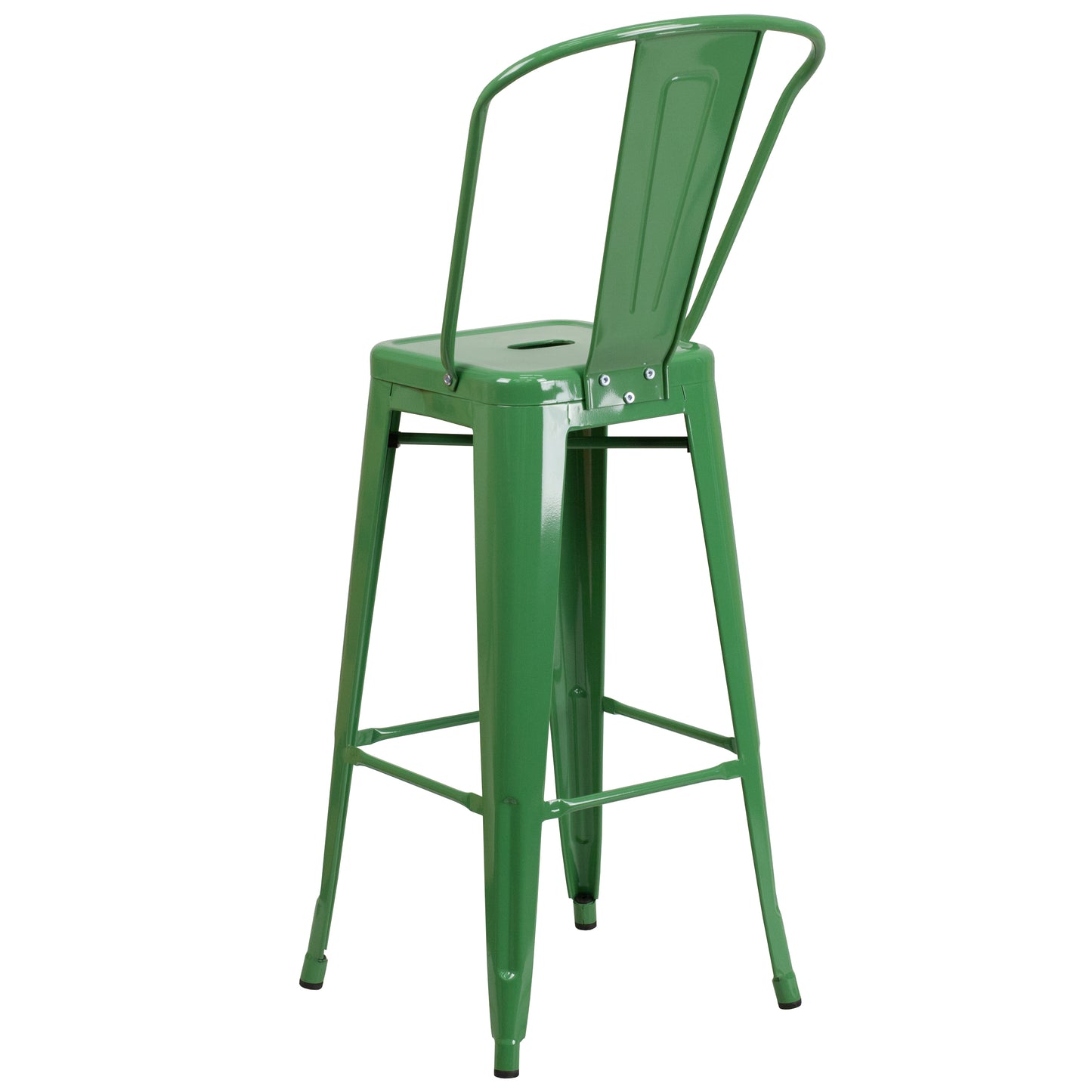 Kai Commercial Grade 30" High Green Metal Indoor-Outdoor Barstool with Removable Back Green
