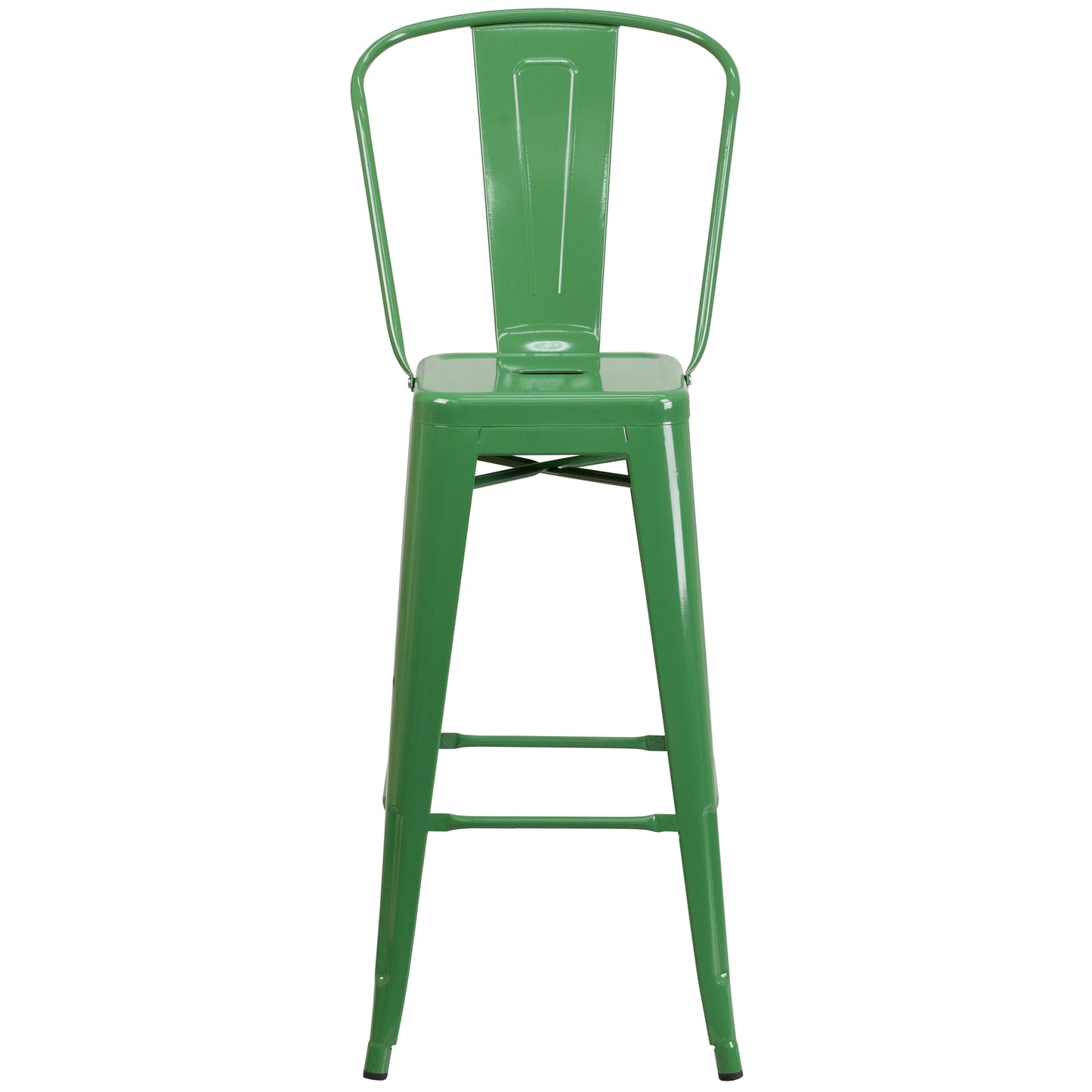 Kai Commercial Grade 30" High Green Metal Indoor-Outdoor Barstool with Removable Back Green