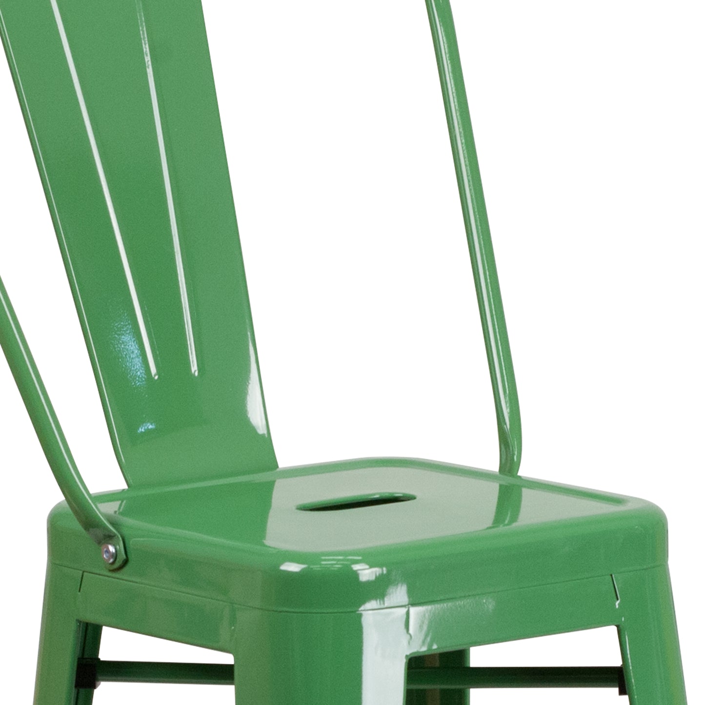 Kai Commercial Grade 30" High Green Metal Indoor-Outdoor Barstool with Removable Back Green