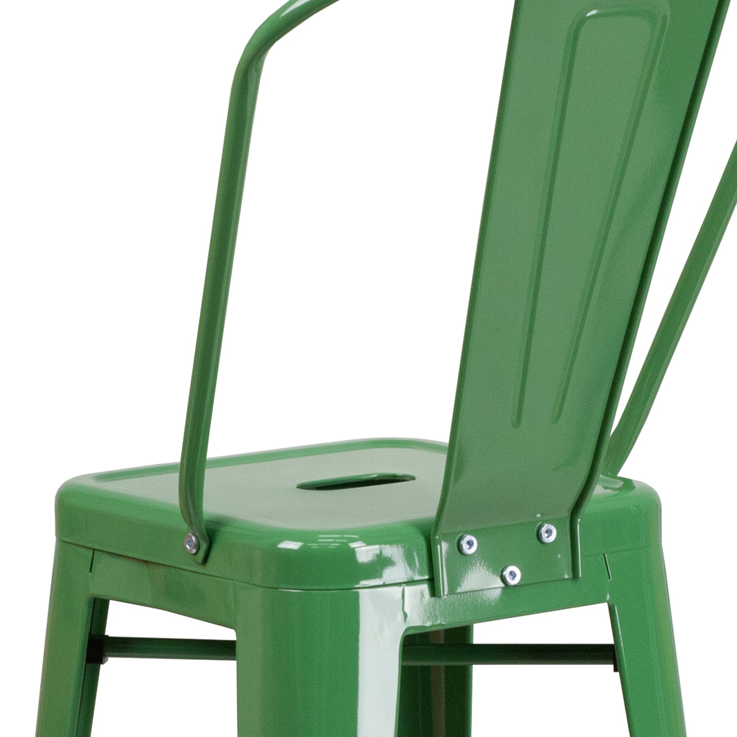 Kai Commercial Grade 30" High Green Metal Indoor-Outdoor Barstool with Removable Back Green