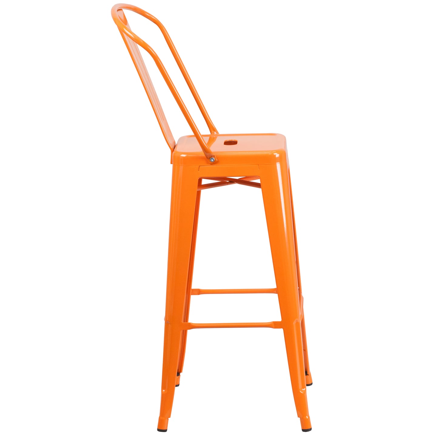 Kai Commercial Grade 30" High Orange Metal Indoor-Outdoor Barstool with Removable Back Orange