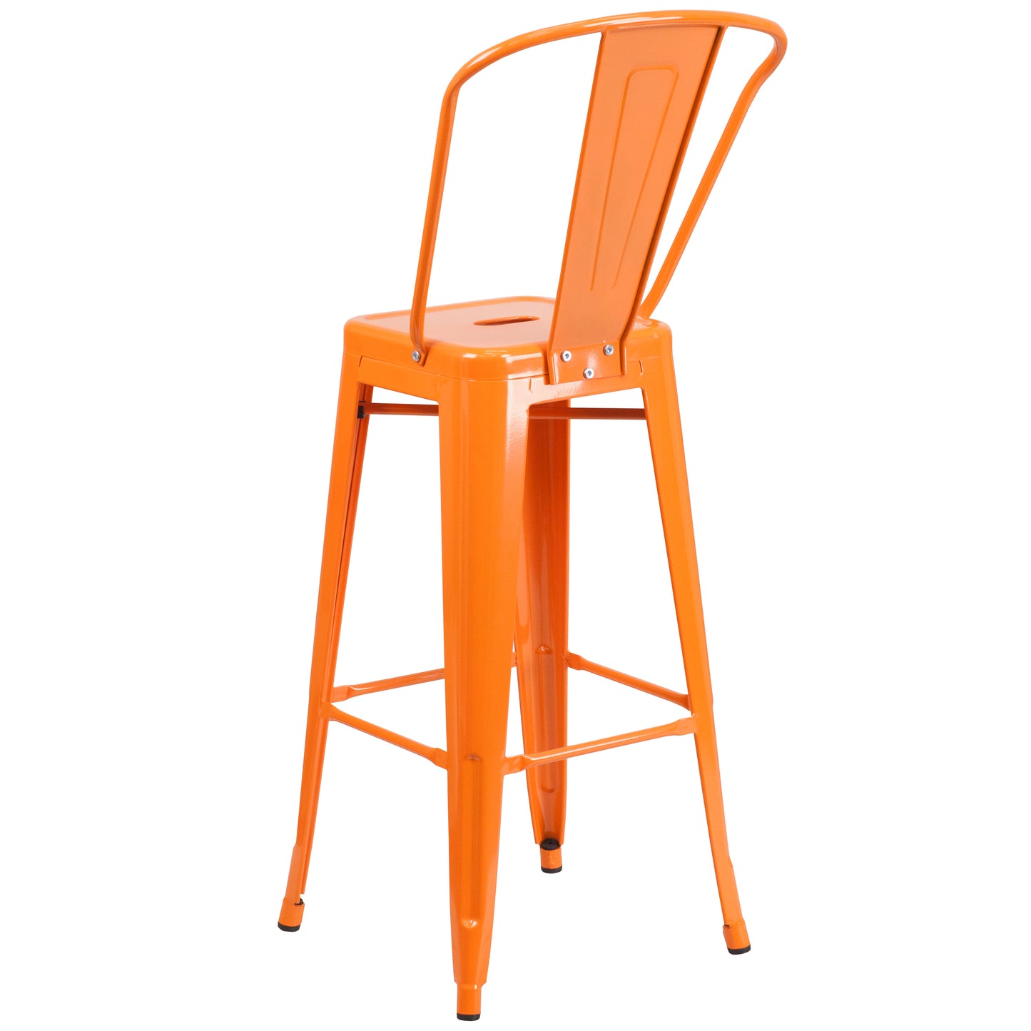 Kai Commercial Grade 30" High Orange Metal Indoor-Outdoor Barstool with Removable Back Orange
