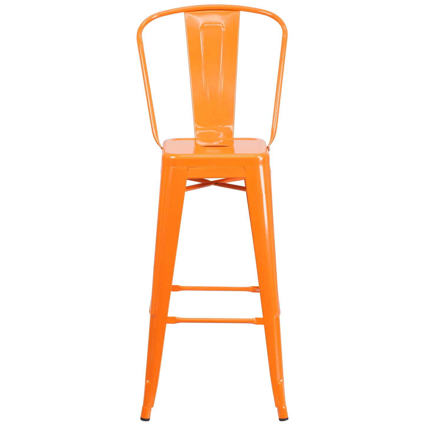 Kai Commercial Grade 30" High Orange Metal Indoor-Outdoor Barstool with Removable Back Orange