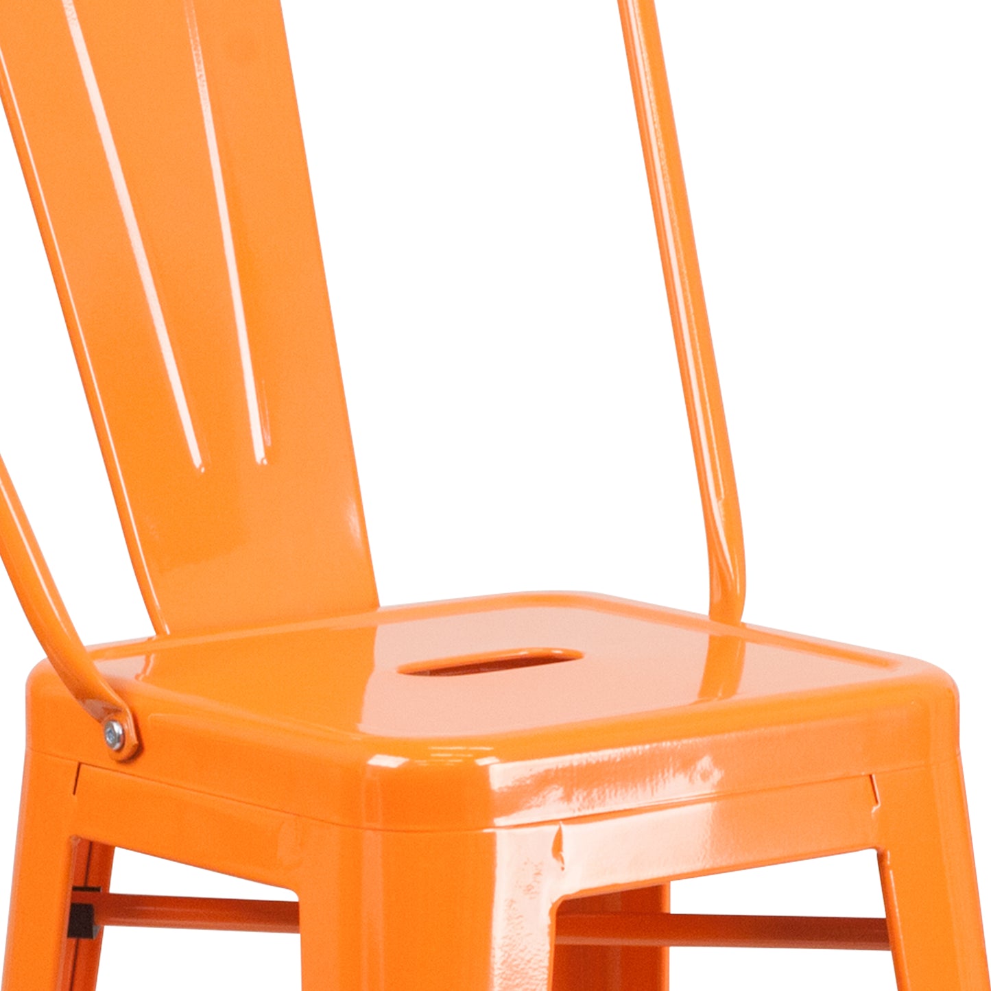 Kai Commercial Grade 30" High Orange Metal Indoor-Outdoor Barstool with Removable Back Orange