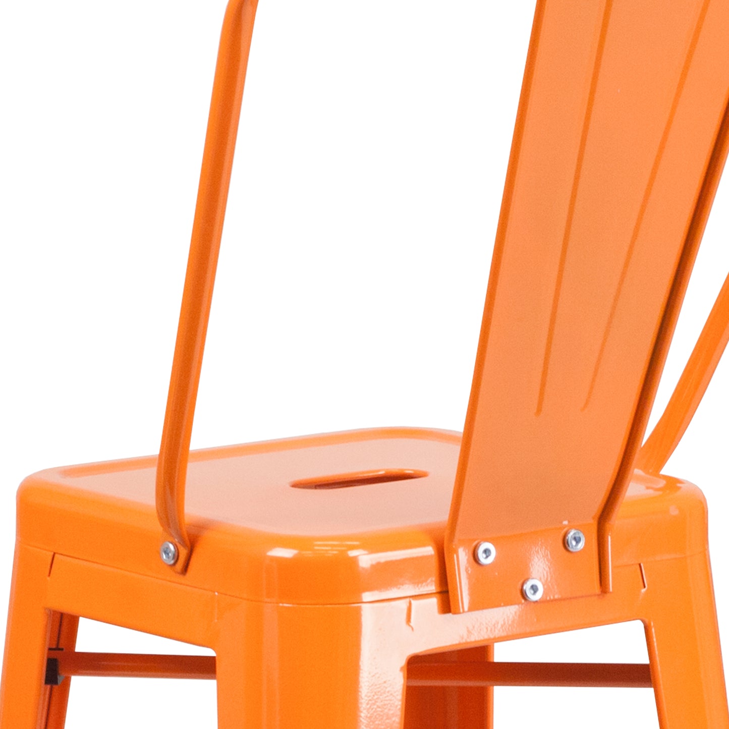 Kai Commercial Grade 30" High Orange Metal Indoor-Outdoor Barstool with Removable Back Orange