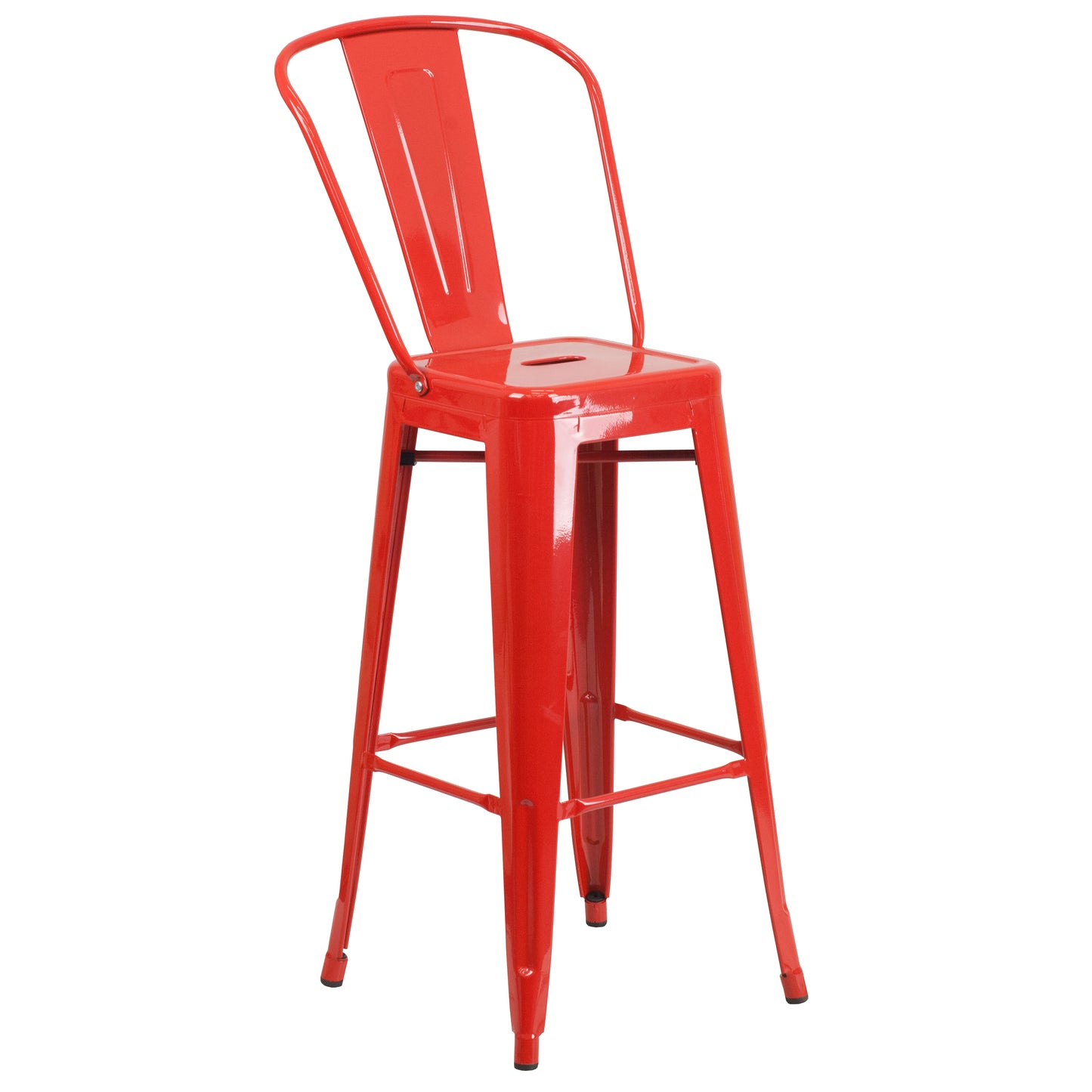 Kai Commercial Grade 30" High Red Metal Indoor-Outdoor Barstool with Removable Back Red