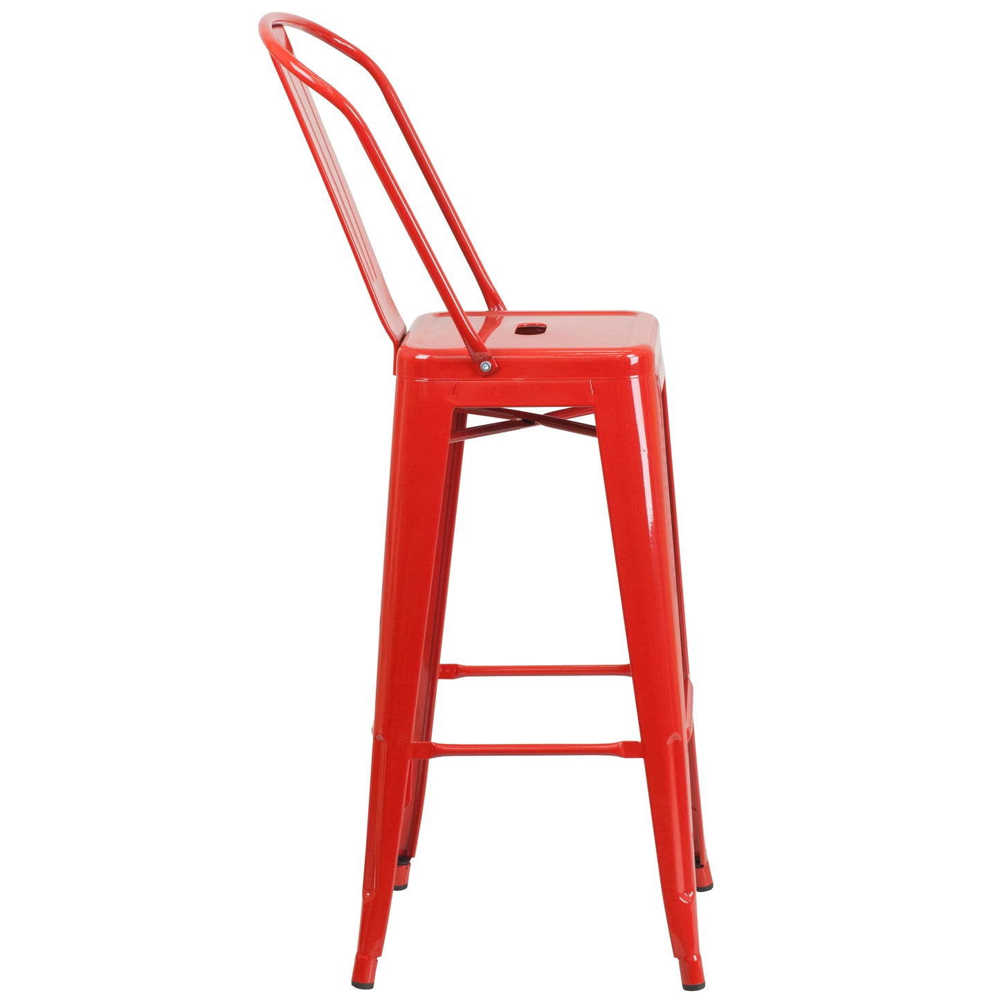Kai Commercial Grade 30" High Red Metal Indoor-Outdoor Barstool with Removable Back Red