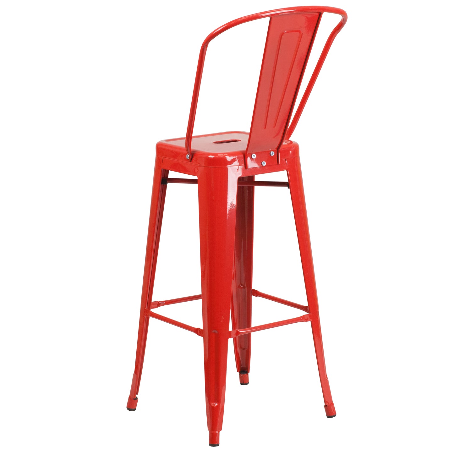 Kai Commercial Grade 30" High Red Metal Indoor-Outdoor Barstool with Removable Back Red