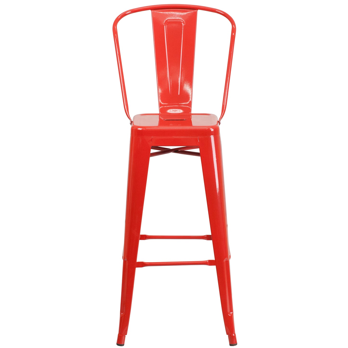 Kai Commercial Grade 30" High Red Metal Indoor-Outdoor Barstool with Removable Back Red