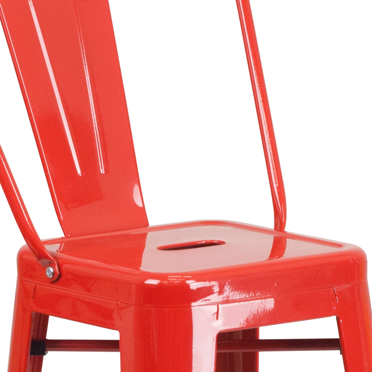 Kai Commercial Grade 30" High Red Metal Indoor-Outdoor Barstool with Removable Back Red