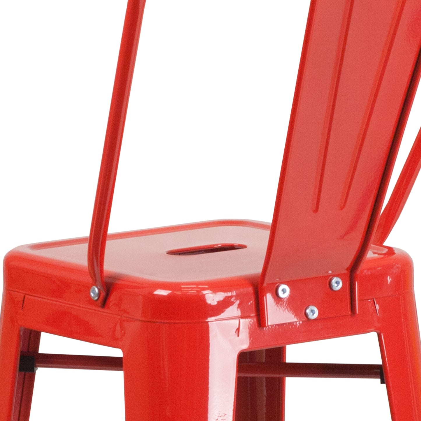 Kai Commercial Grade 30" High Red Metal Indoor-Outdoor Barstool with Removable Back Red