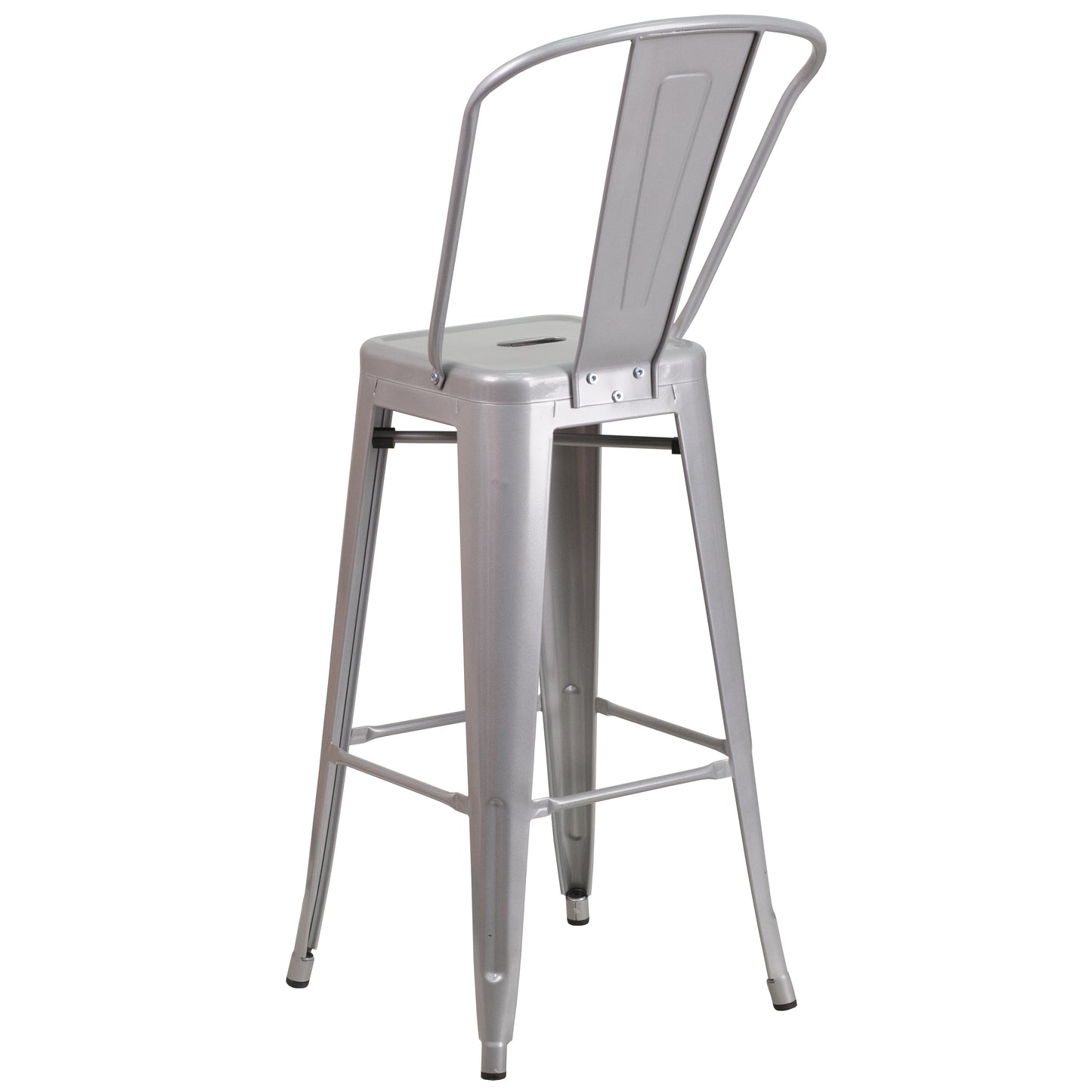 Kai Commercial Grade 30" High Silver Metal Indoor-Outdoor Barstool with Removable Back Silver