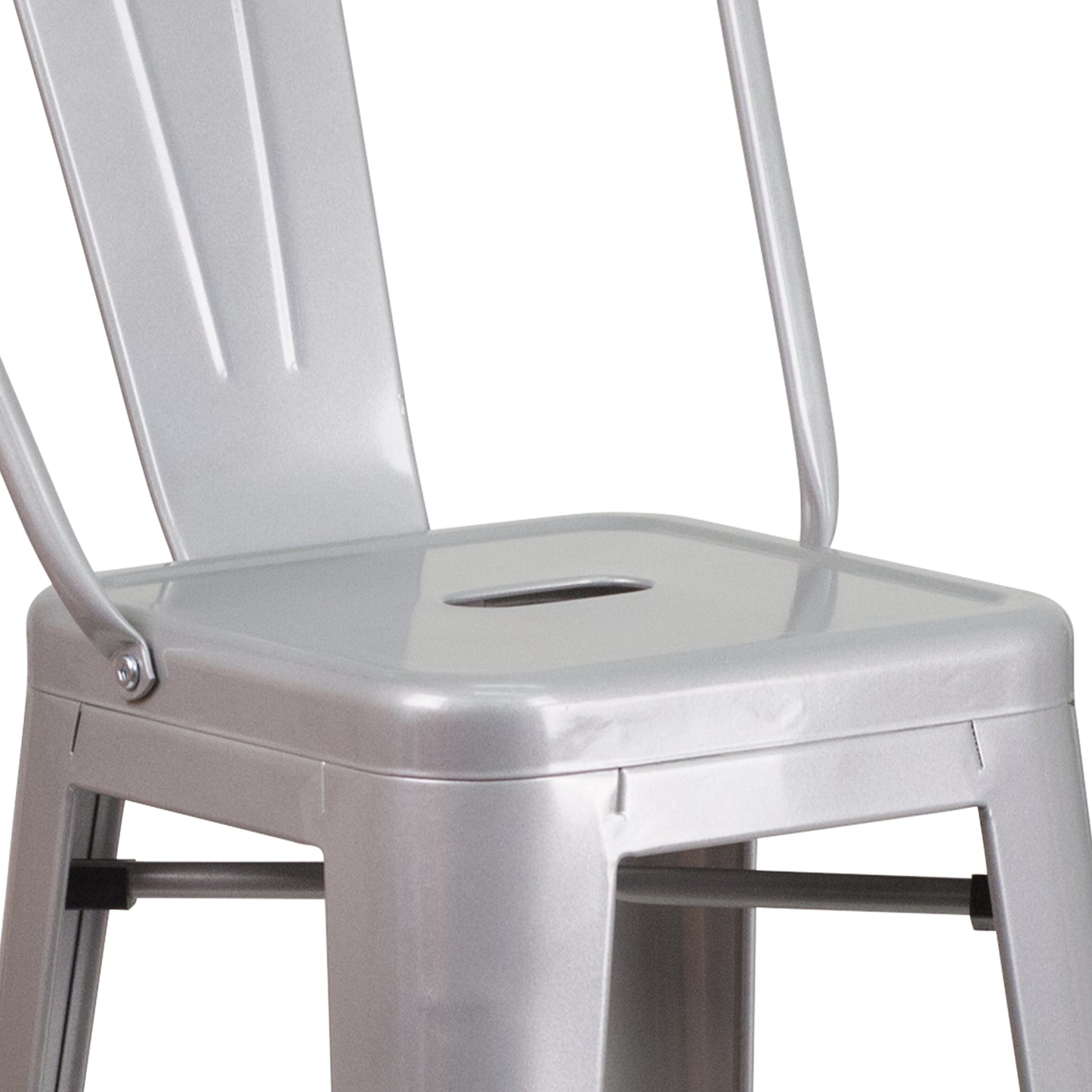 Kai Commercial Grade 30" High Silver Metal Indoor-Outdoor Barstool with Removable Back Silver